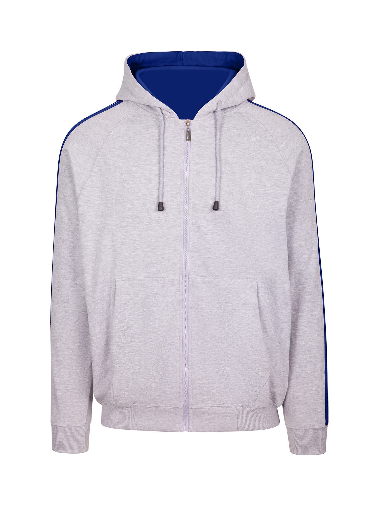 Mens Unbrushed Stripe Sleeve Hoodie