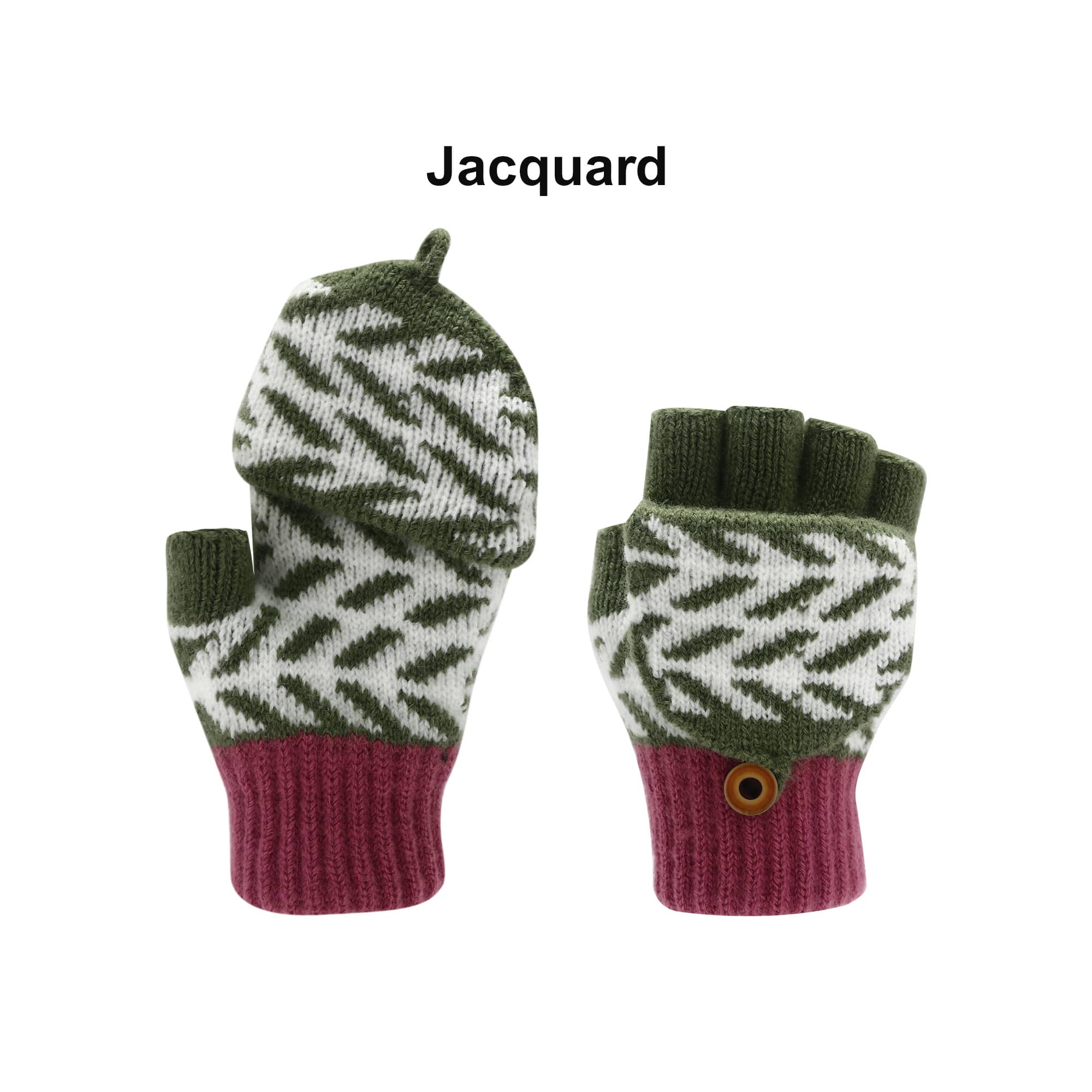 Kids Jacquard Fingerless Gloves with Flip Cover