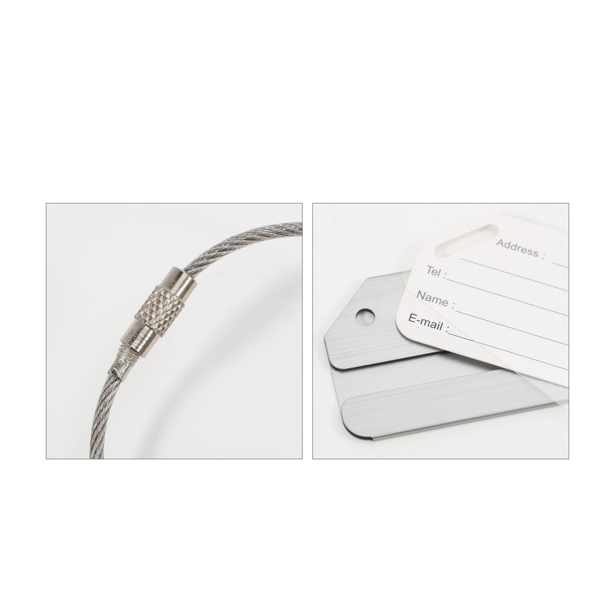 Square Brushed Aluminium Luggage Tag