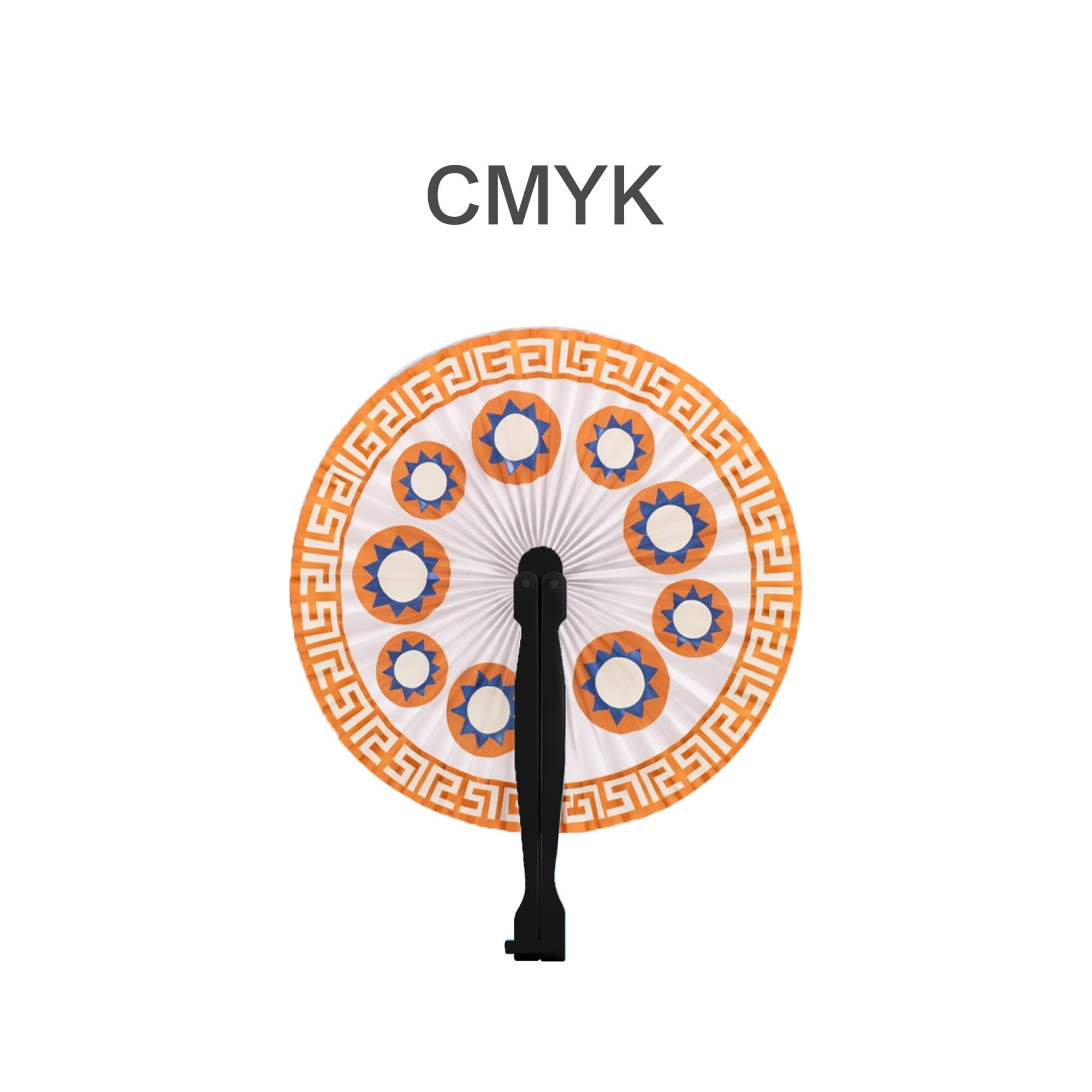 Round Plastic Handle Paper Fan