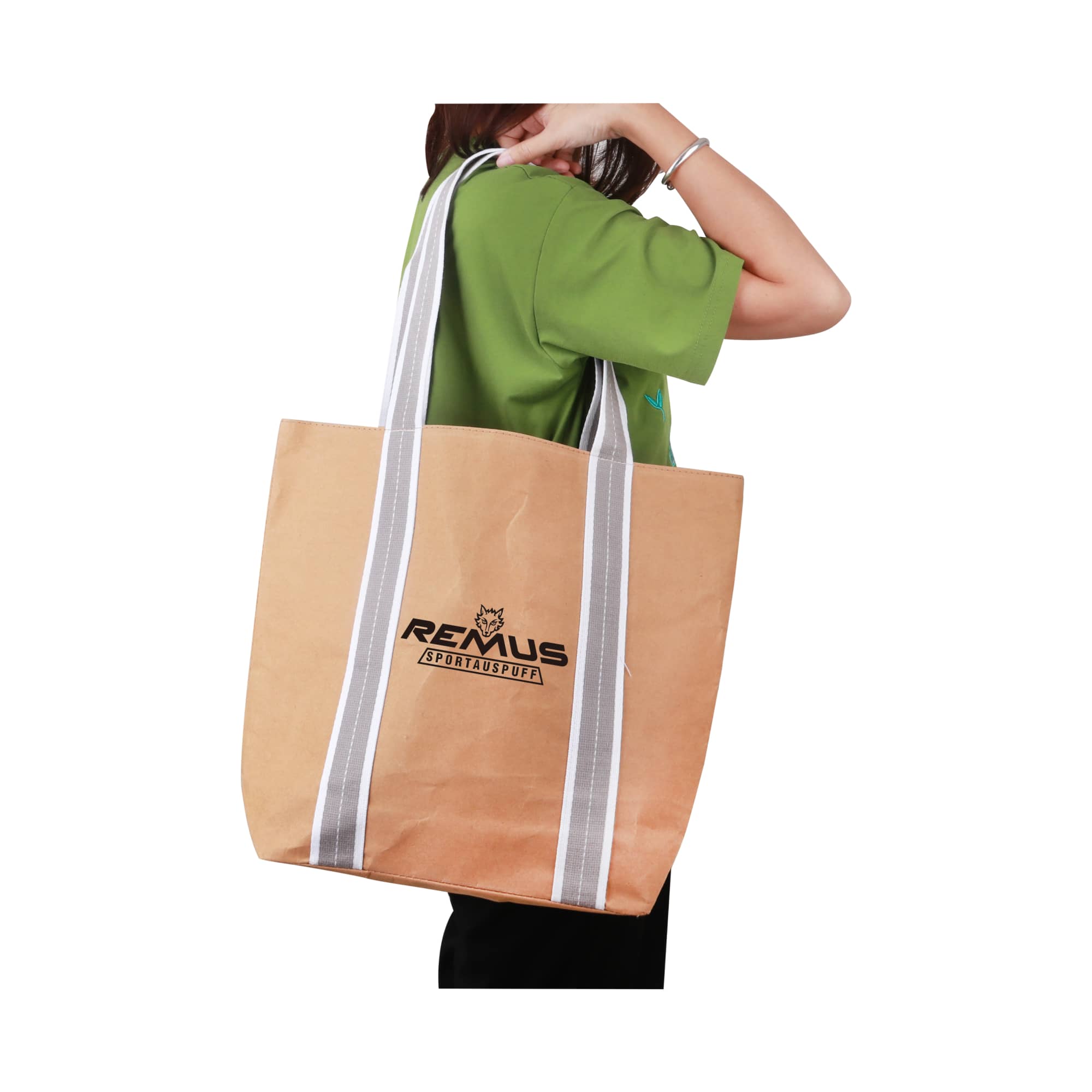 Small Washable Kraft Paper Bag with Cotton Handle(390x330x105mm)