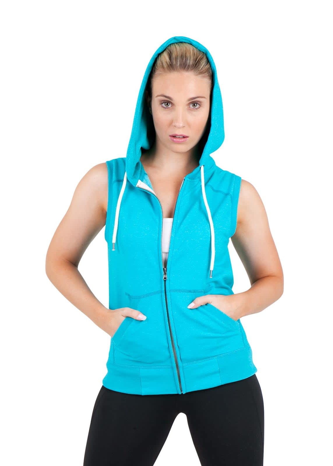 Womens/Junior Heather SLEEVELESS ZIP Hoodies - Greatness Range