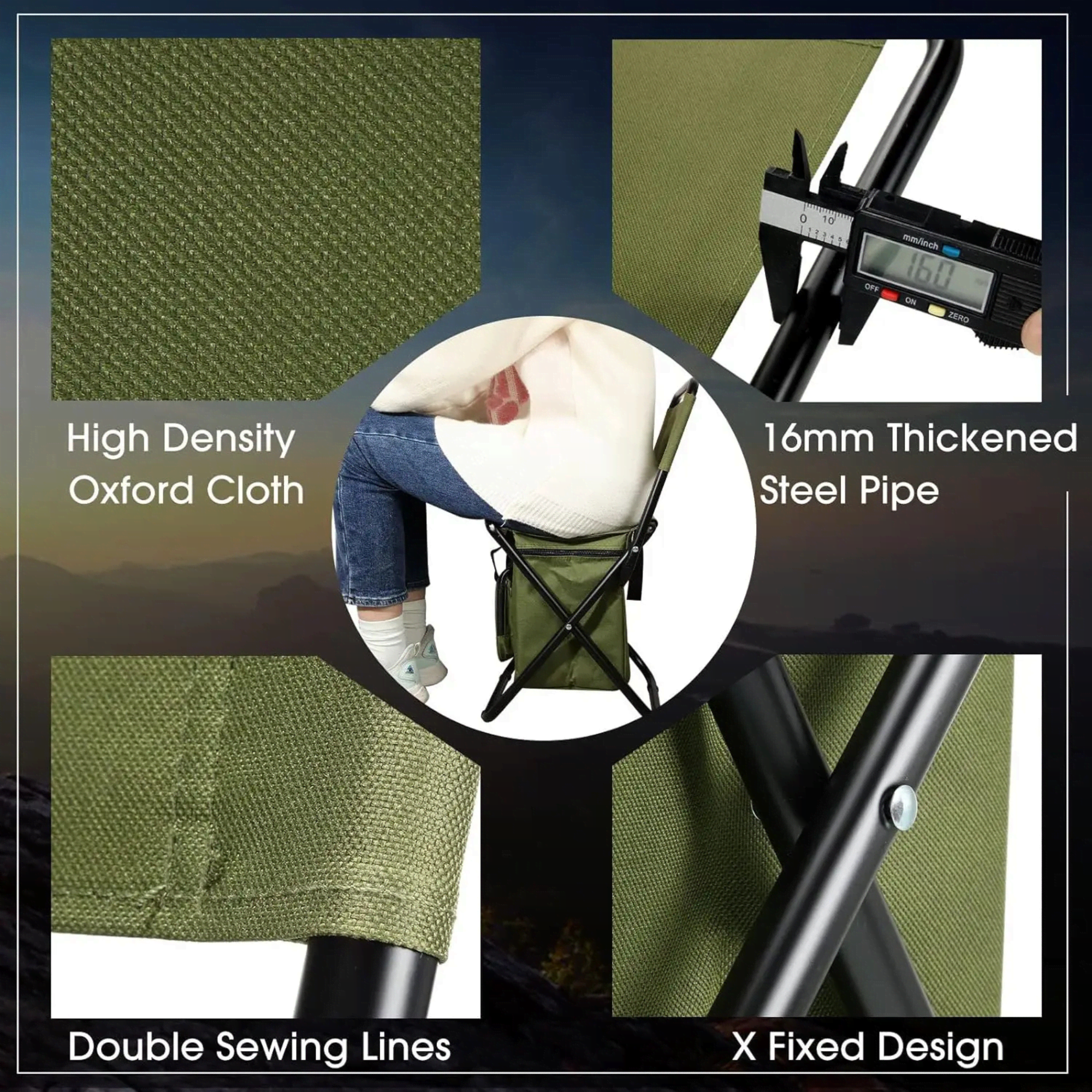 HYDE Foldable Camping Chair with Cooler Bag