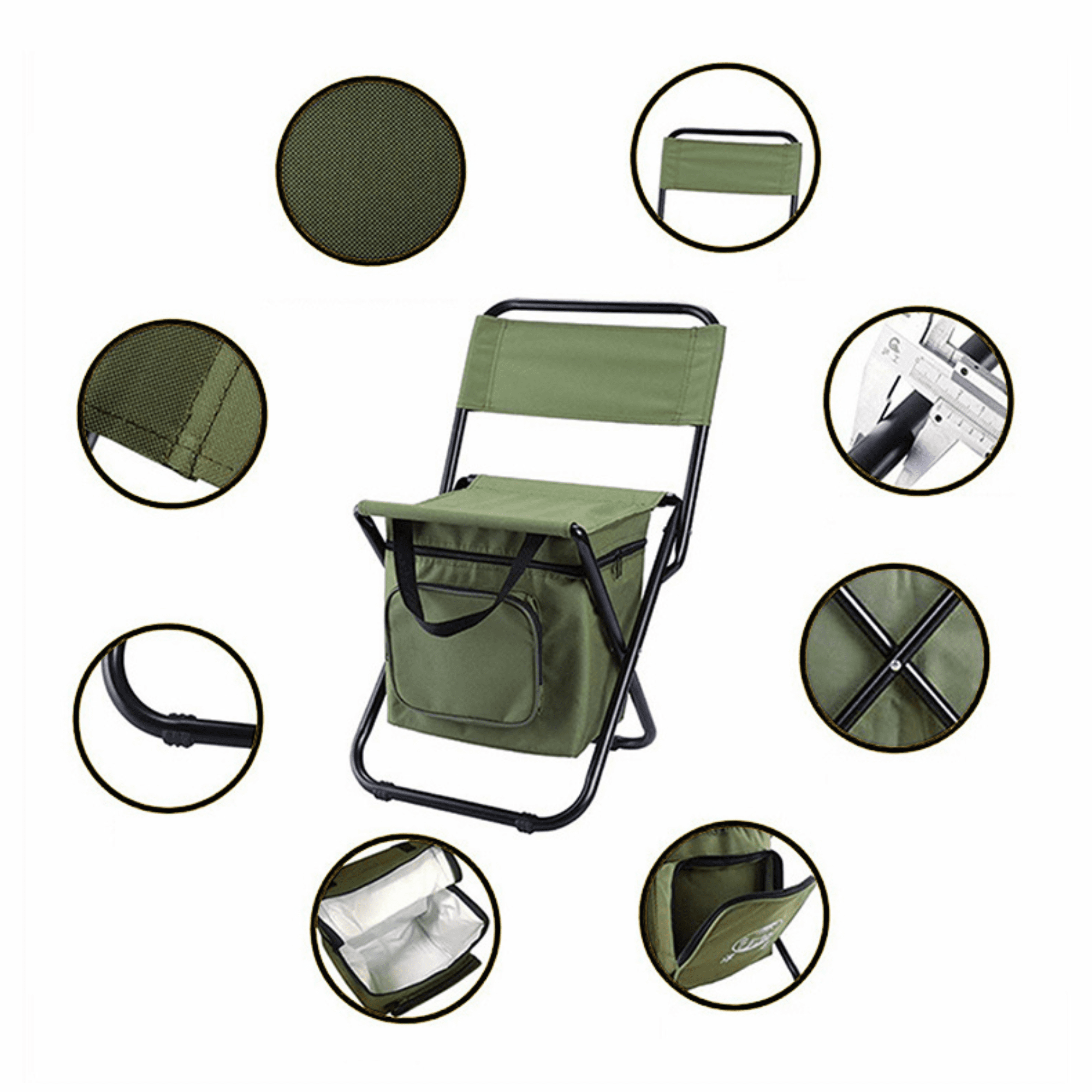 HYDE Foldable Camping Chair with Cooler Bag
