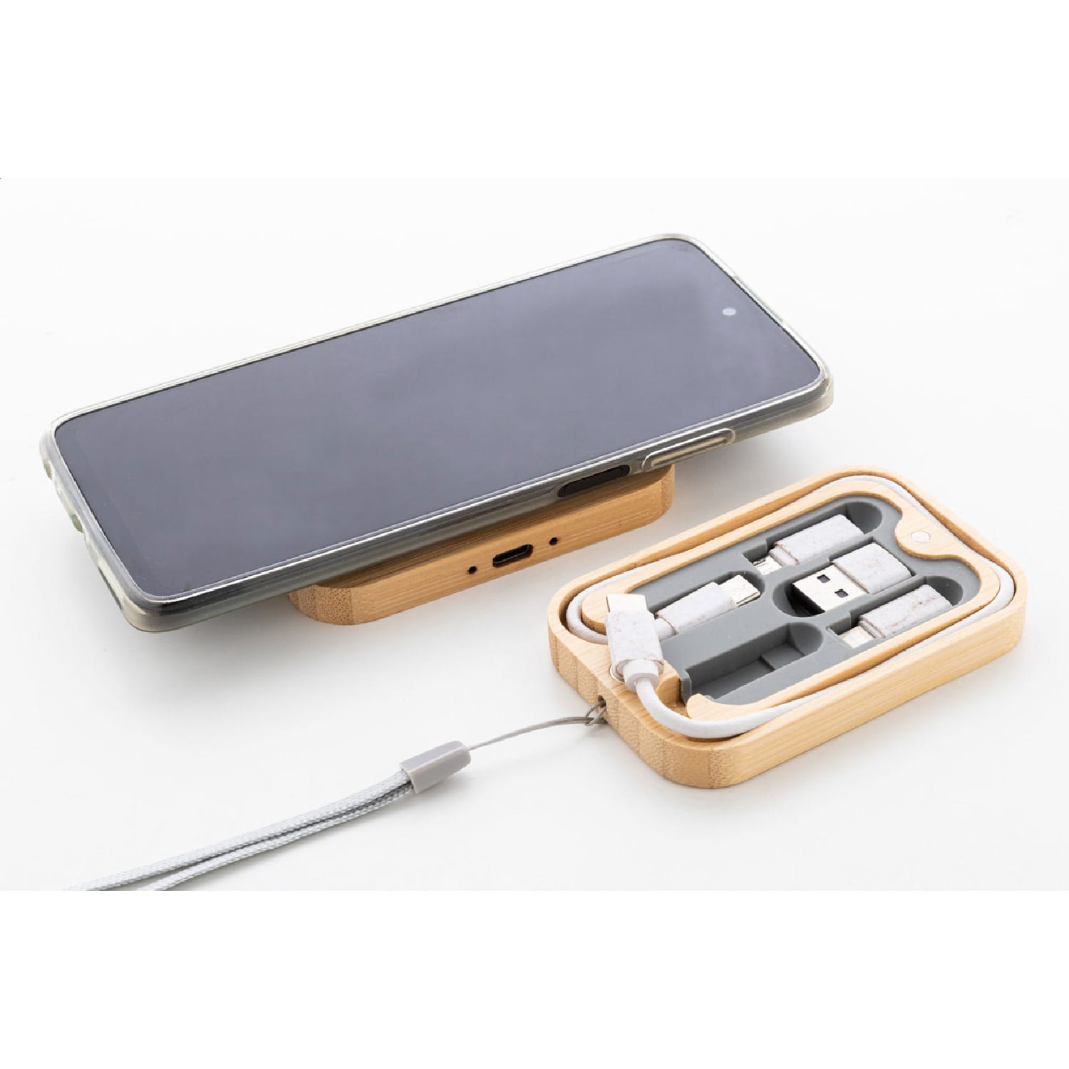 AURORA Bamboo Magnetic Wireless & Cable Charger Set