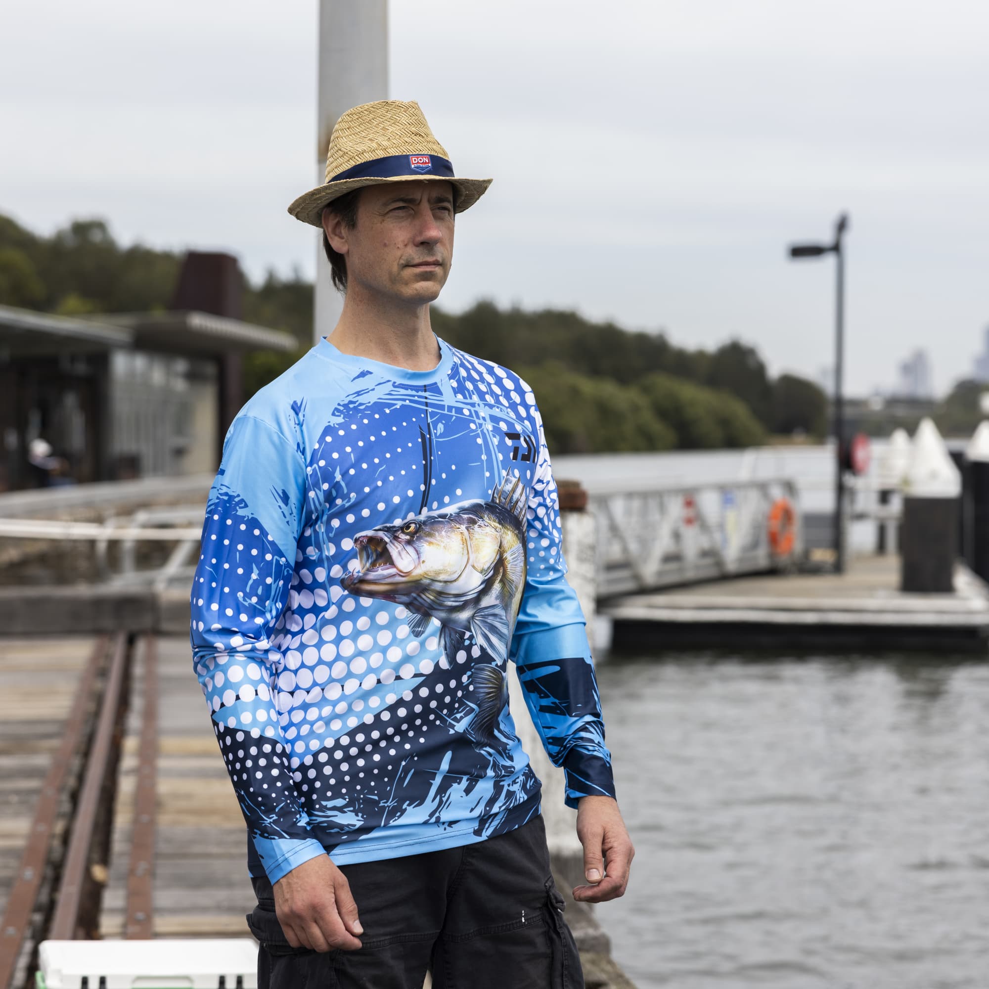 Men's Long Sleeve Polyester Sublimated Crew Neck Fishing Tee