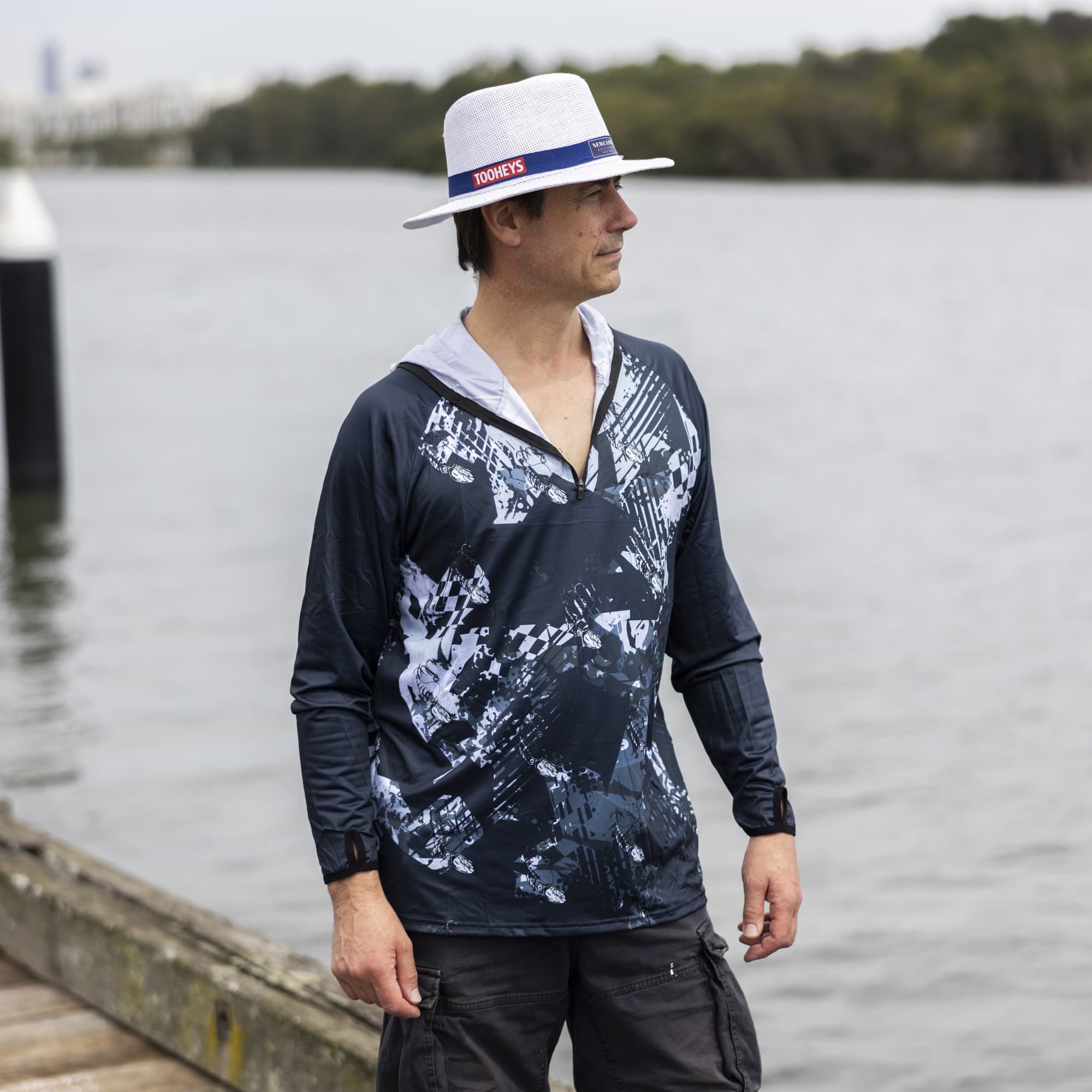 Men's Polyester Sublimated 1/4 Zip Fishing Hoodie