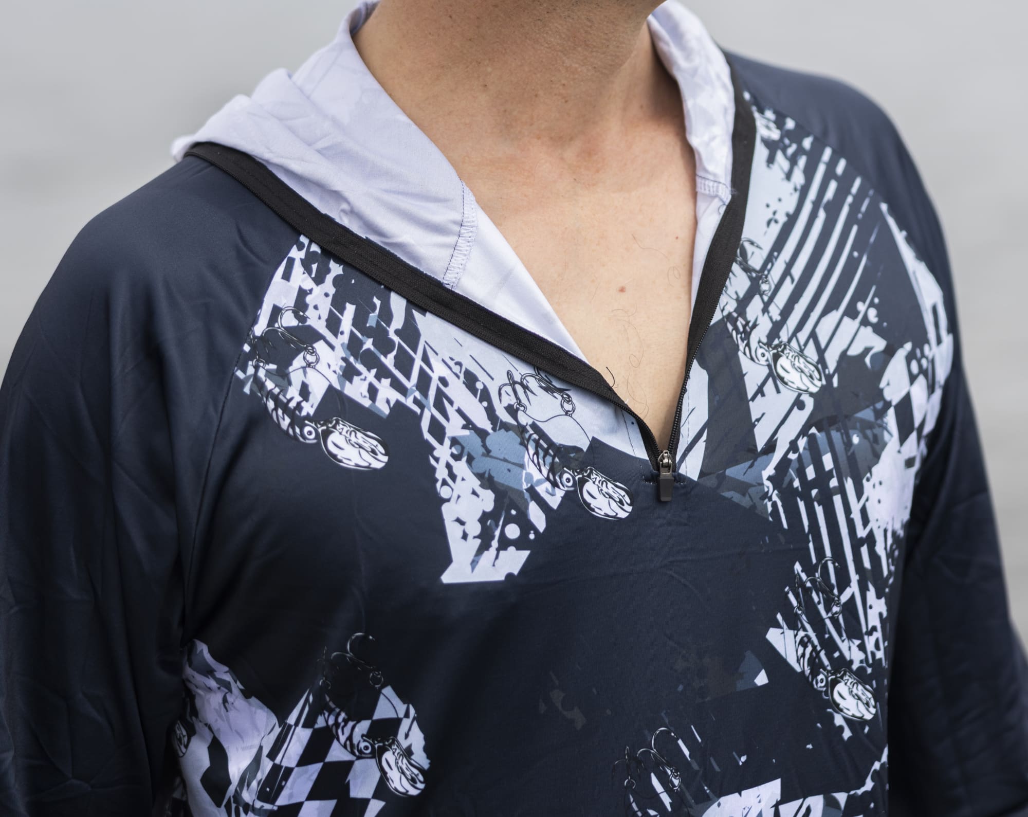 Men's Polyester Sublimated 1/4 Zip Fishing Hoodie