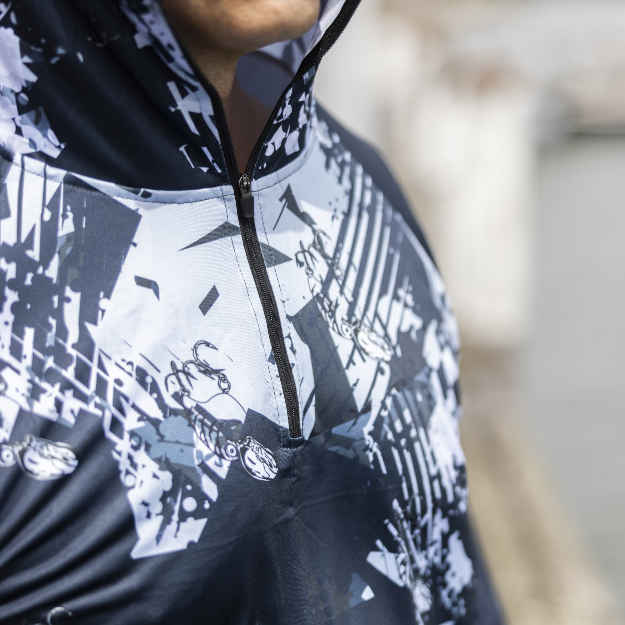Men's Polyester Sublimated 1/4 Zip Fishing Hoodie