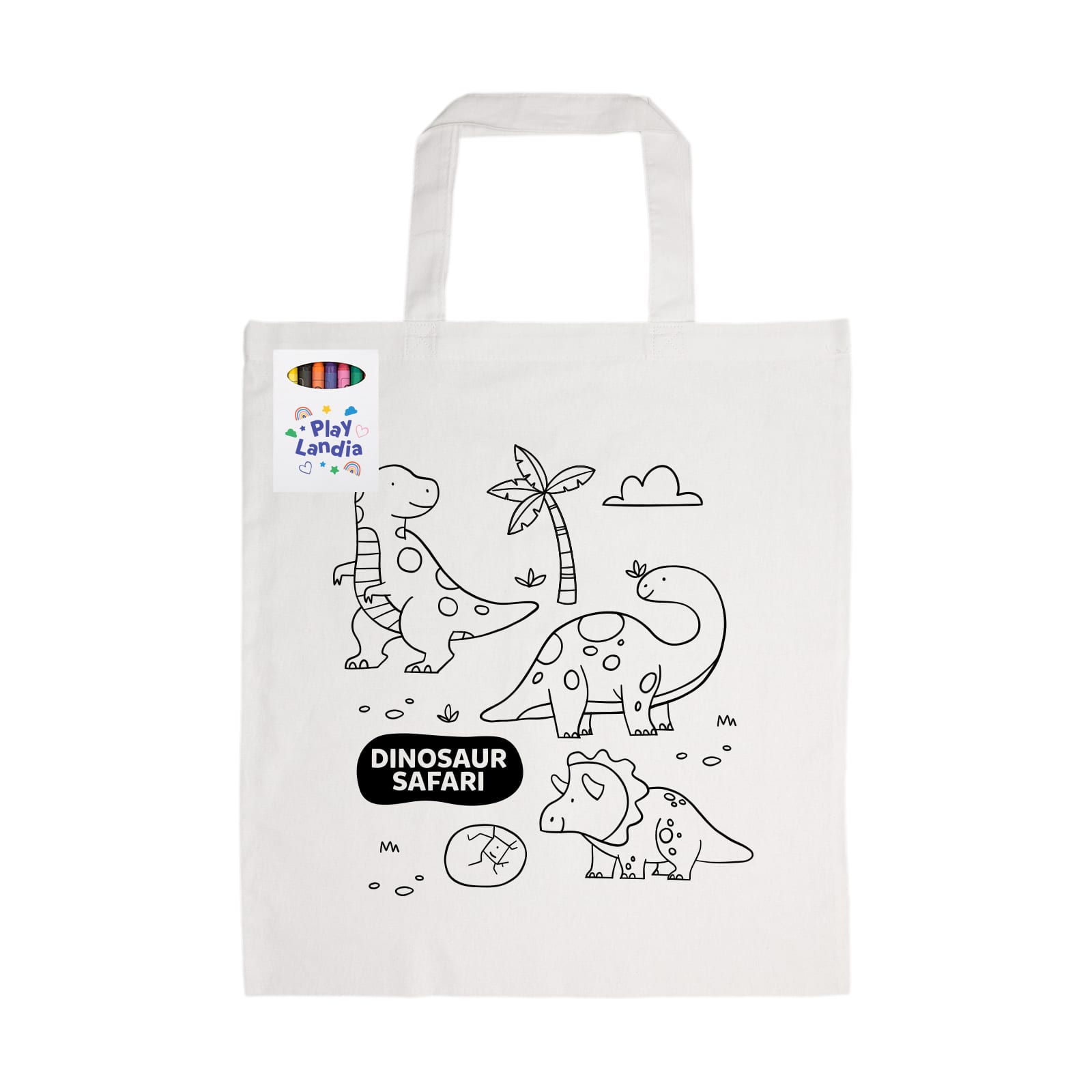 Colouring Short Handle Cotton Bag & Crayons