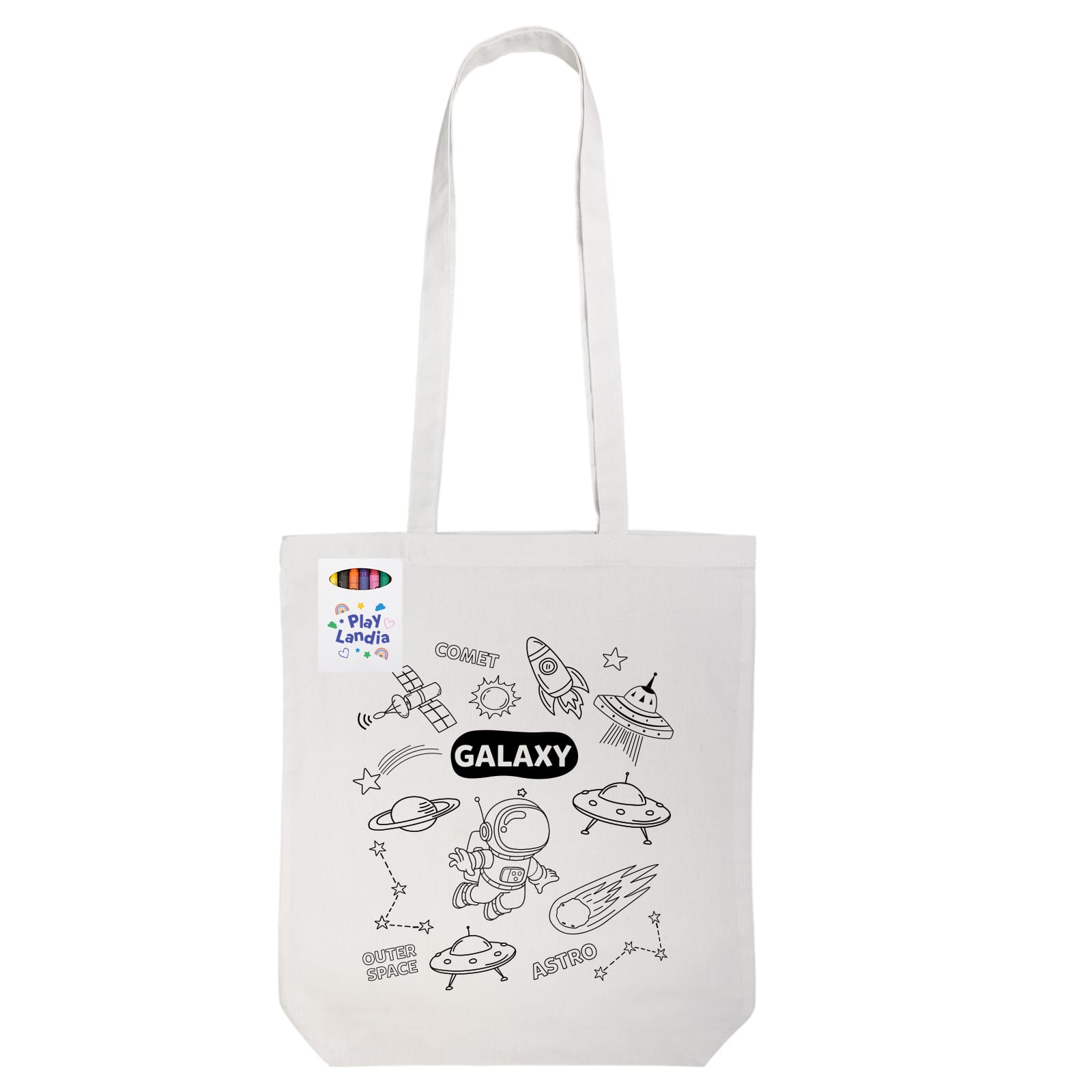 Colouring Long Handle Cotton Bag & Crayons
