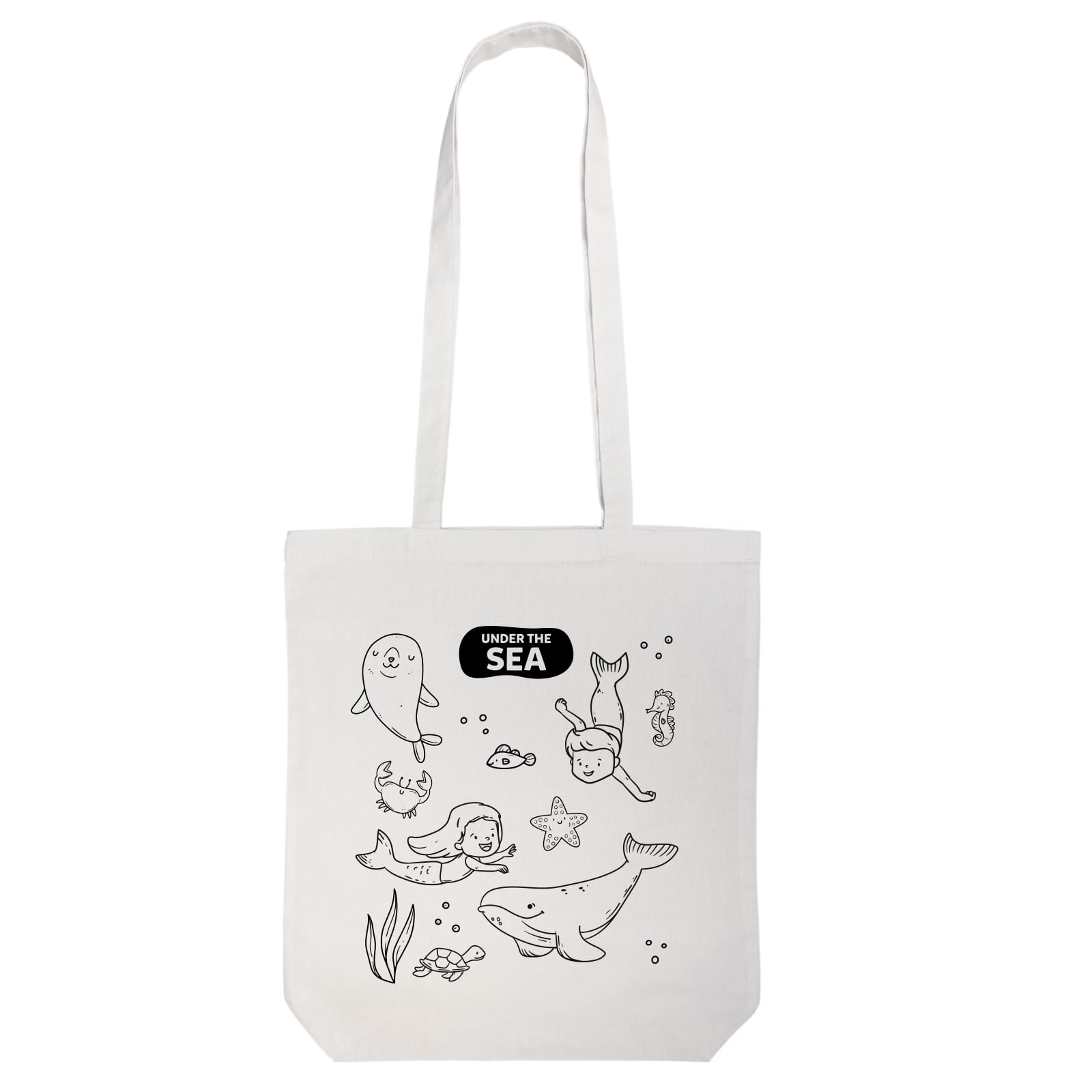Colouring Long Handle Cotton Bag & Pencils