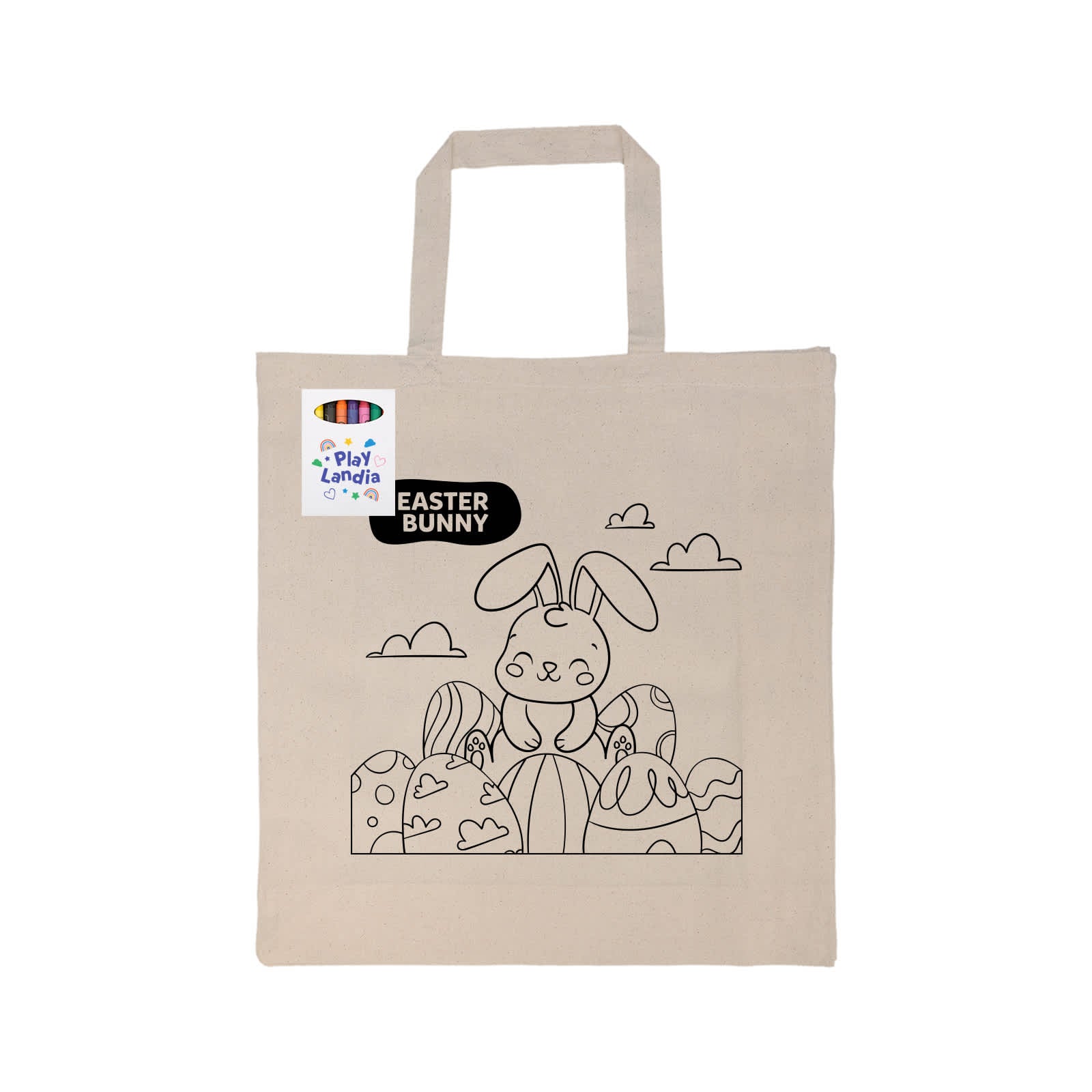 Colouring Short Handle Calico Bag & Crayons