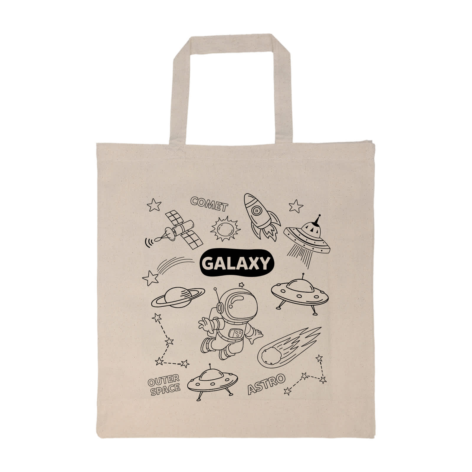 Colouring Short Handle Calico Bag & Crayons