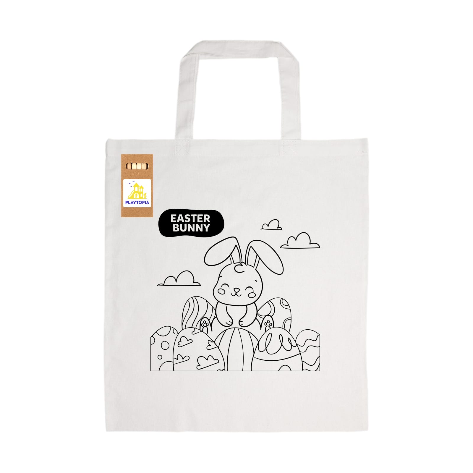 Colouring Short Handle Cotton Bag & Pencils