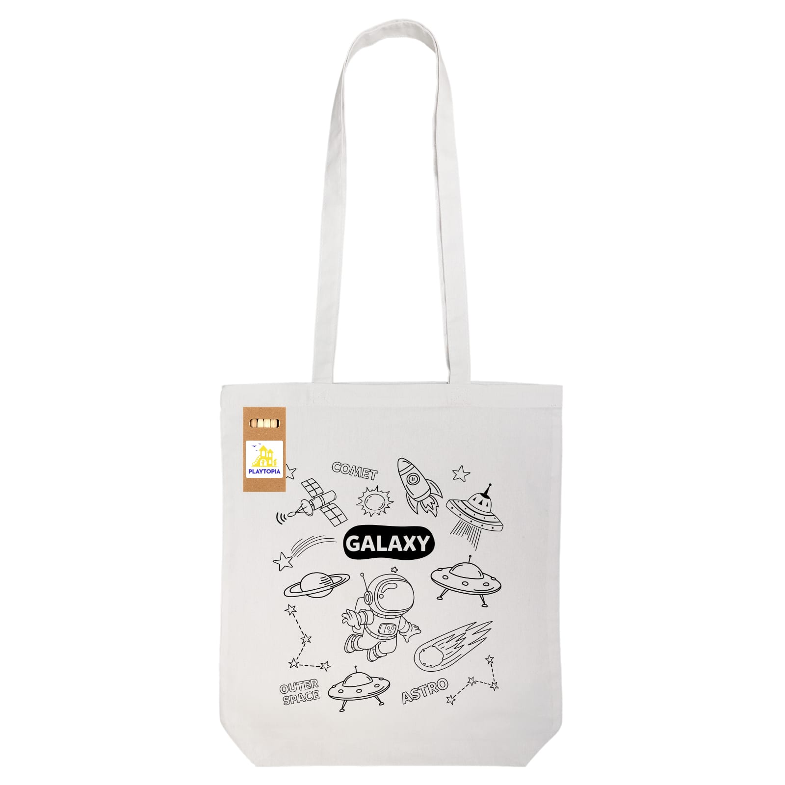 Colouring Long Handle Cotton Bag & Pencils