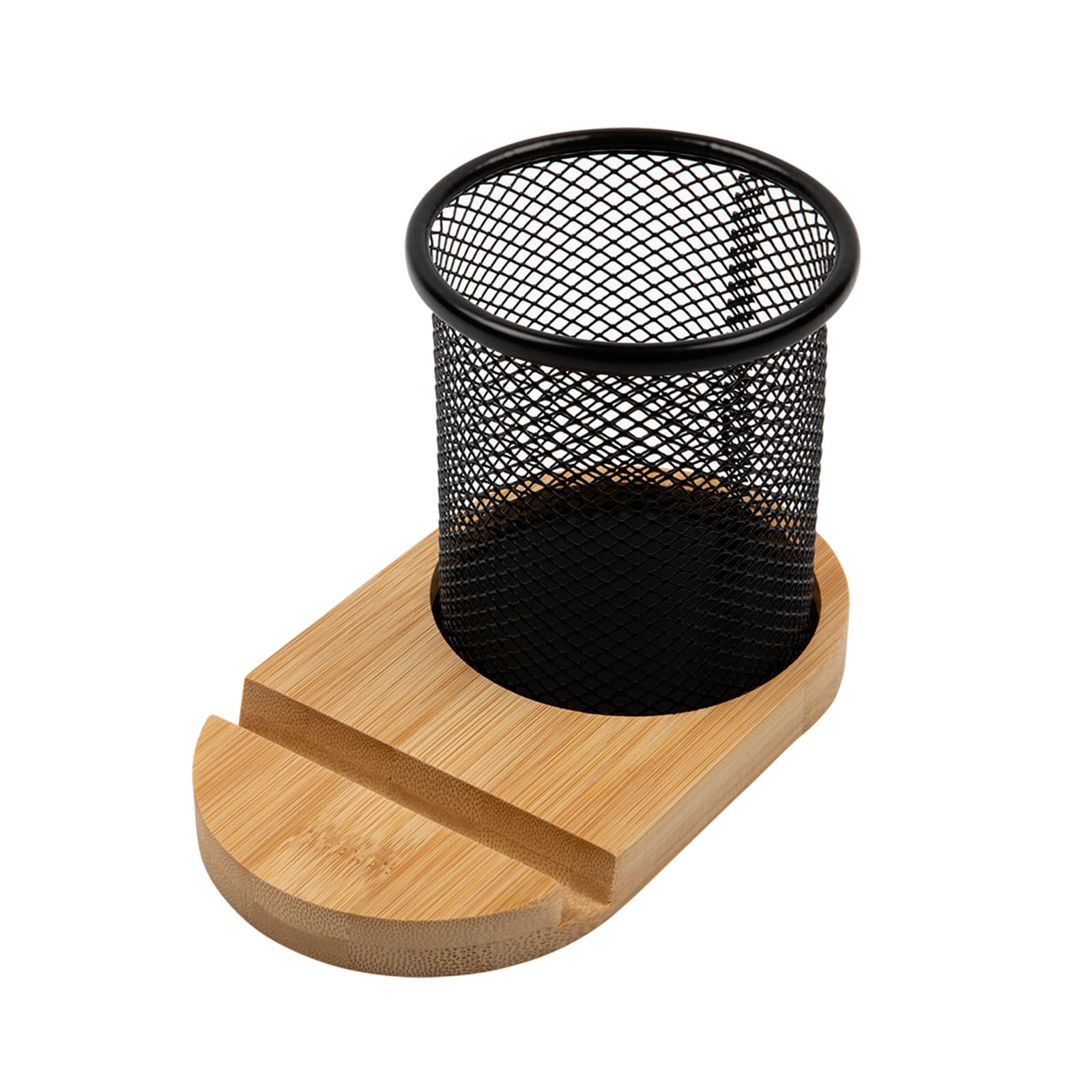 Bamboo Pen Tidy Phone Stand