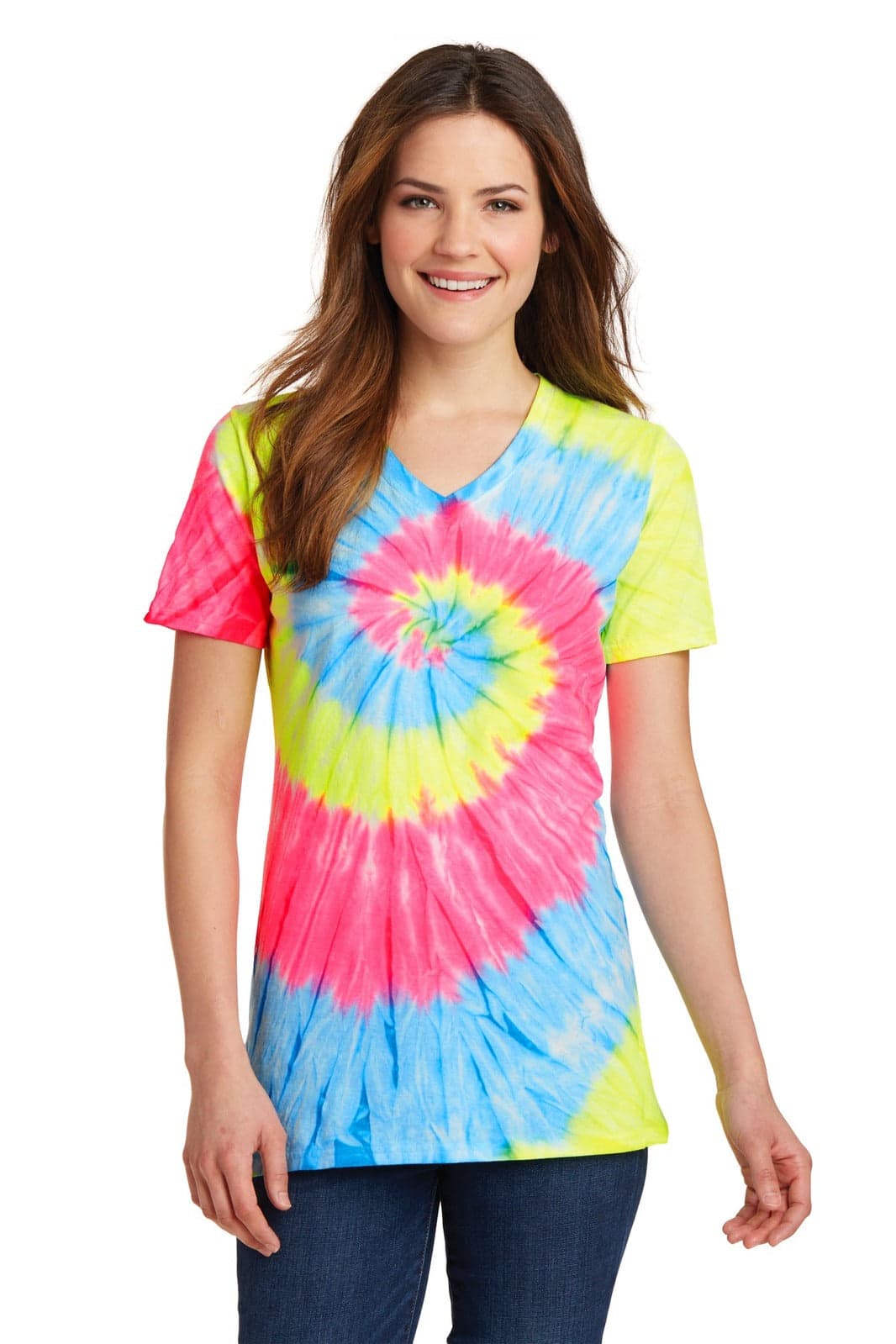 Port & Company Ladies Tie-Dye V-Neck Tee