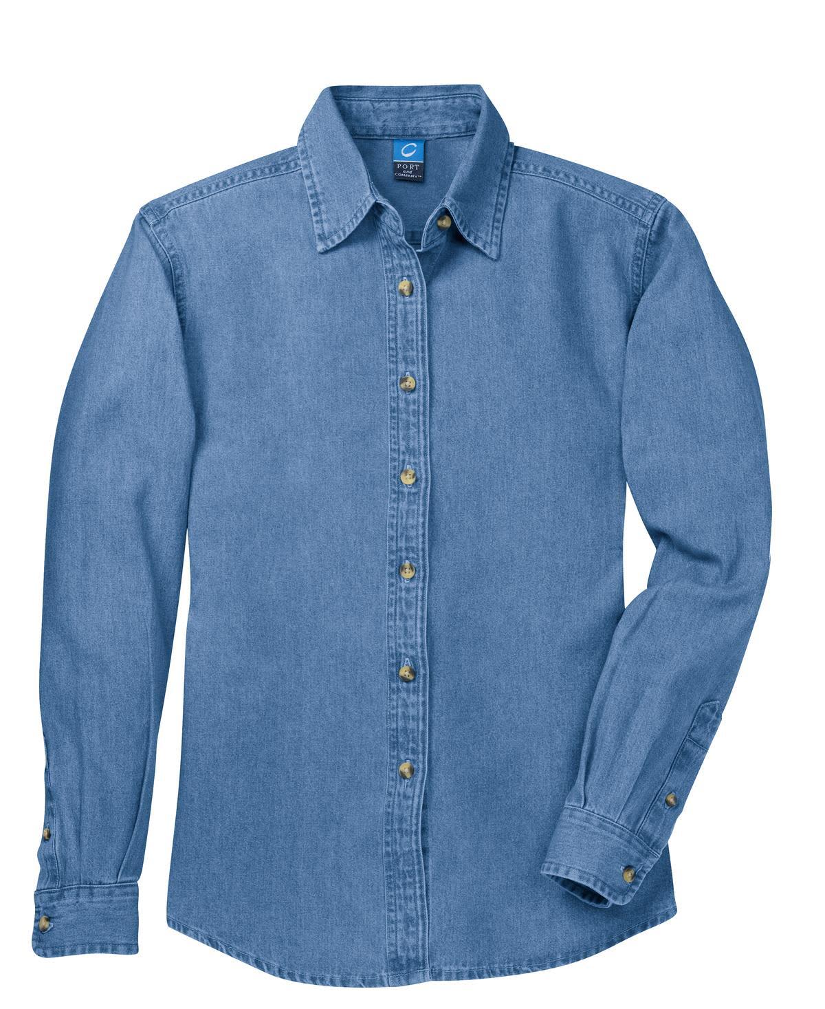 Port & Company - Ladies Long Sleeve Value Denim Shirt