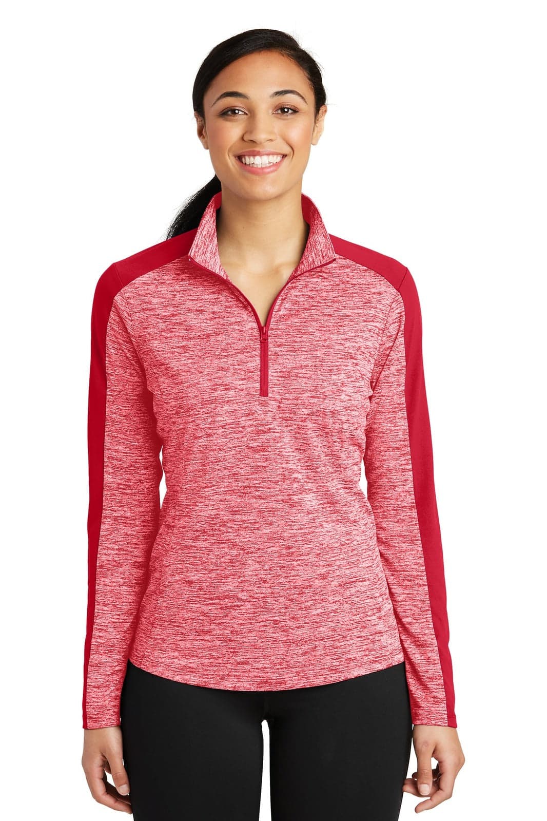 Sport-Tek Ladies PosiCharge Electric Heather Colorblock 1/4-Zip Pullover