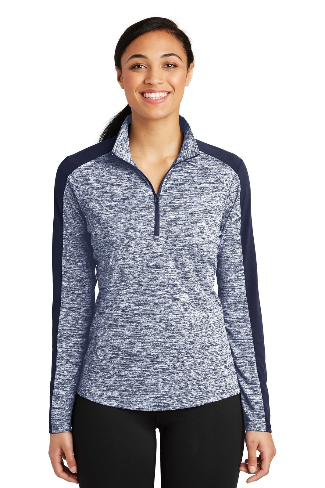 Sport-Tek Ladies PosiCharge Electric Heather Colorblock 1/4-Zip Pullover