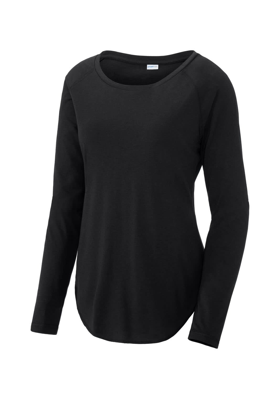 Sport-Tek  Ladies PosiCharge  Long Sleeve Tri-Blend Wicking Scoop Neck Raglan Tee