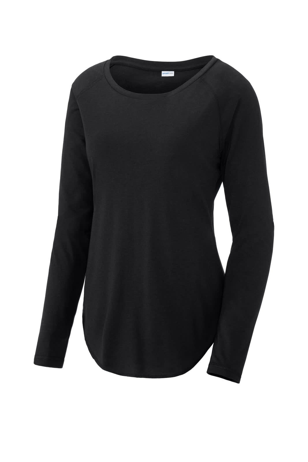 Sport-Tek  Ladies PosiCharge  Long Sleeve Tri-Blend Wicking Scoop Neck Raglan Tee