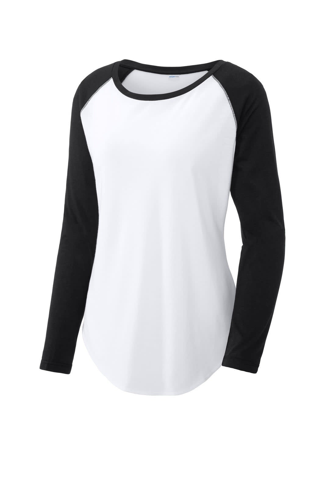 Sport-Tek  Ladies PosiCharge  Long Sleeve Tri-Blend Wicking Scoop Neck Raglan Tee