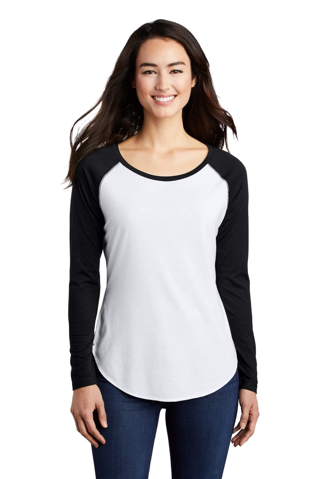 Sport-Tek  Ladies PosiCharge  Long Sleeve Tri-Blend Wicking Scoop Neck Raglan Tee