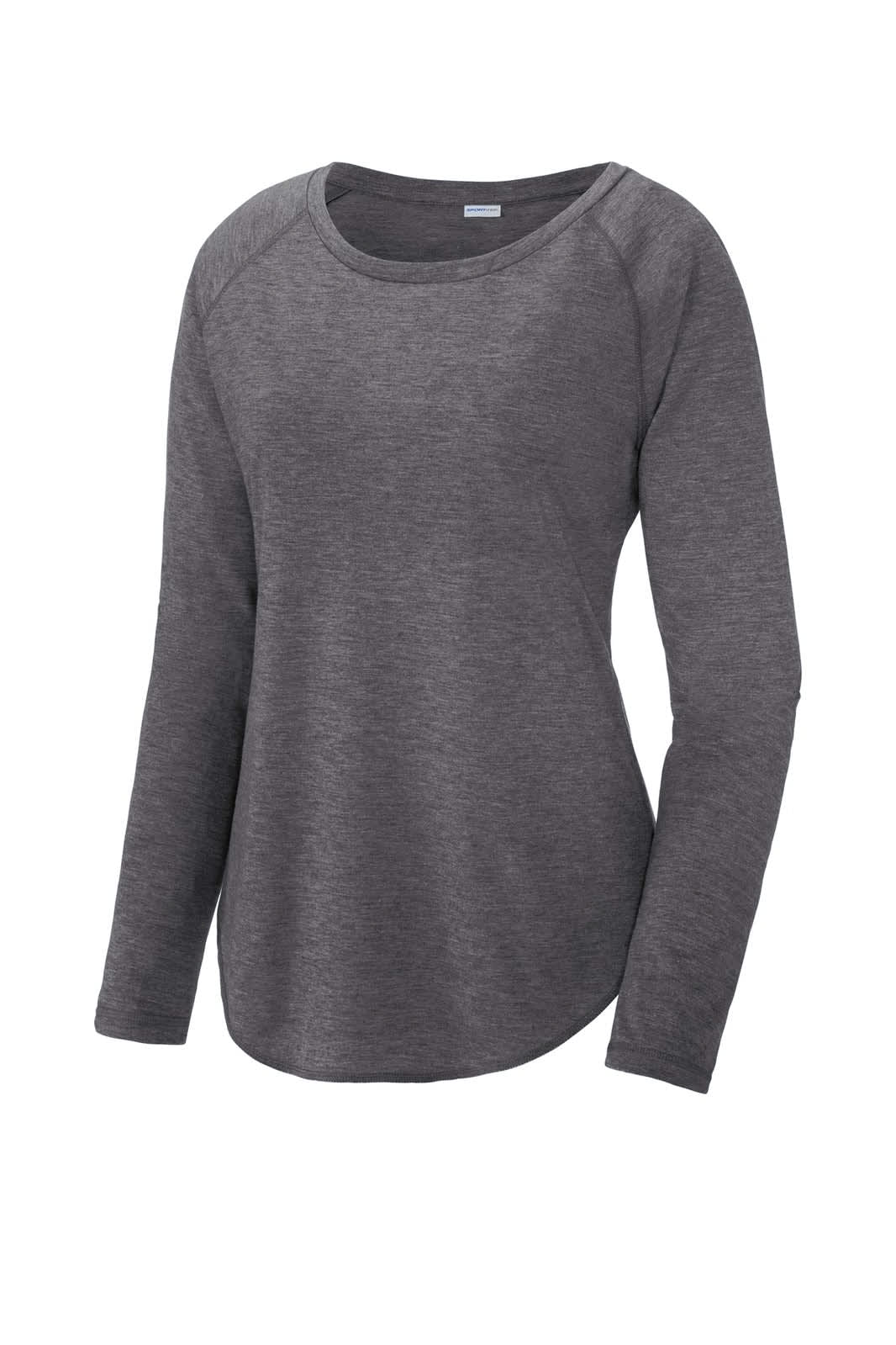 Sport-Tek  Ladies PosiCharge  Long Sleeve Tri-Blend Wicking Scoop Neck Raglan Tee