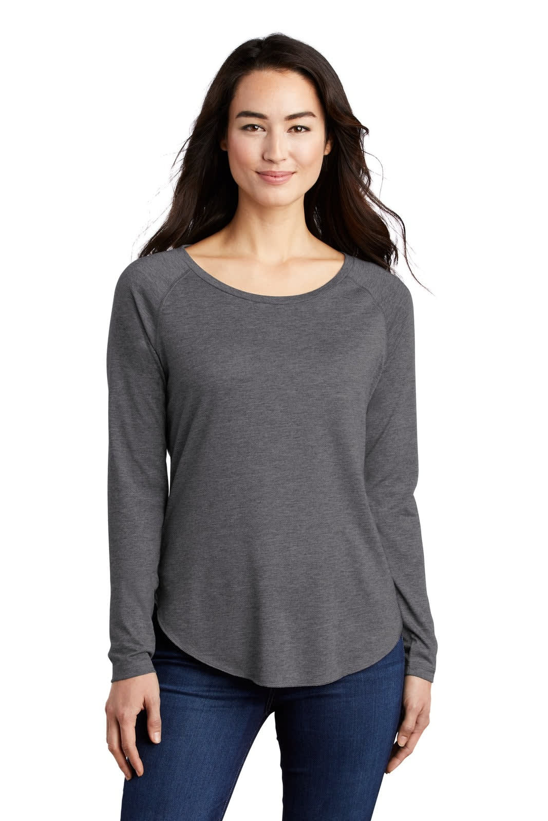Sport-Tek  Ladies PosiCharge  Long Sleeve Tri-Blend Wicking Scoop Neck Raglan Tee