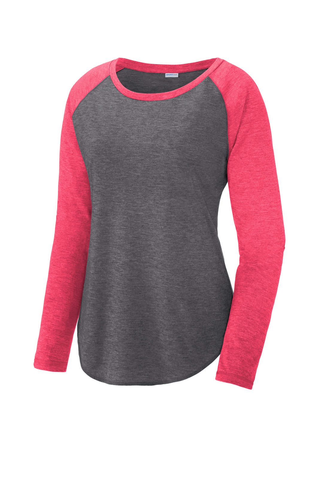 Sport-Tek  Ladies PosiCharge  Long Sleeve Tri-Blend Wicking Scoop Neck Raglan Tee