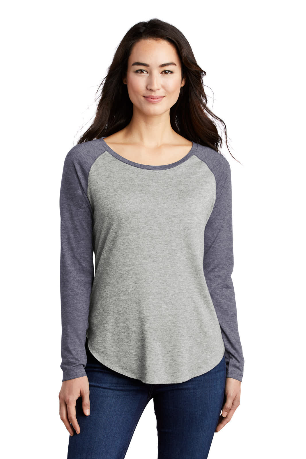 Sport-Tek  Ladies PosiCharge  Long Sleeve Tri-Blend Wicking Scoop Neck Raglan Tee