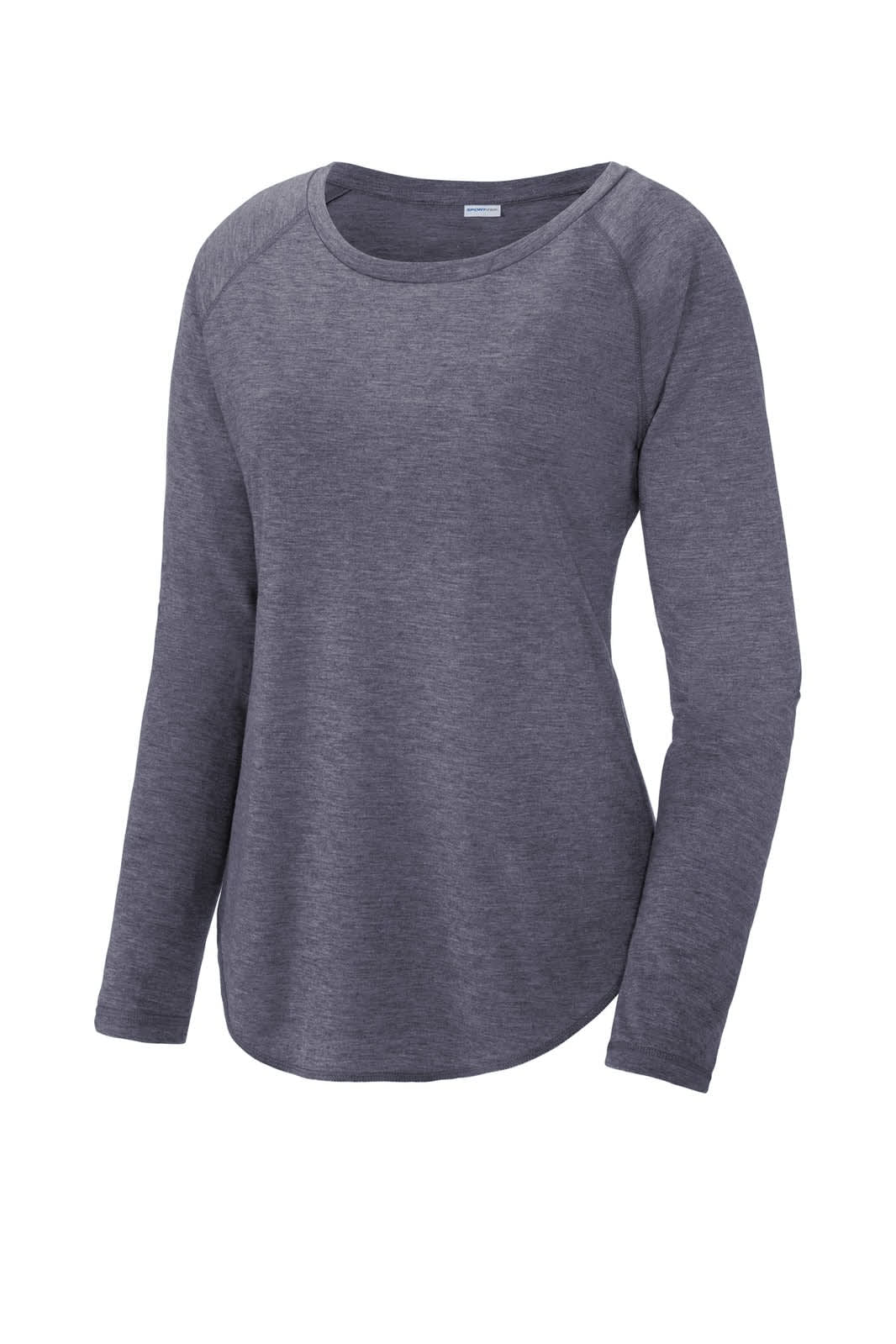 Sport-Tek  Ladies PosiCharge  Long Sleeve Tri-Blend Wicking Scoop Neck Raglan Tee