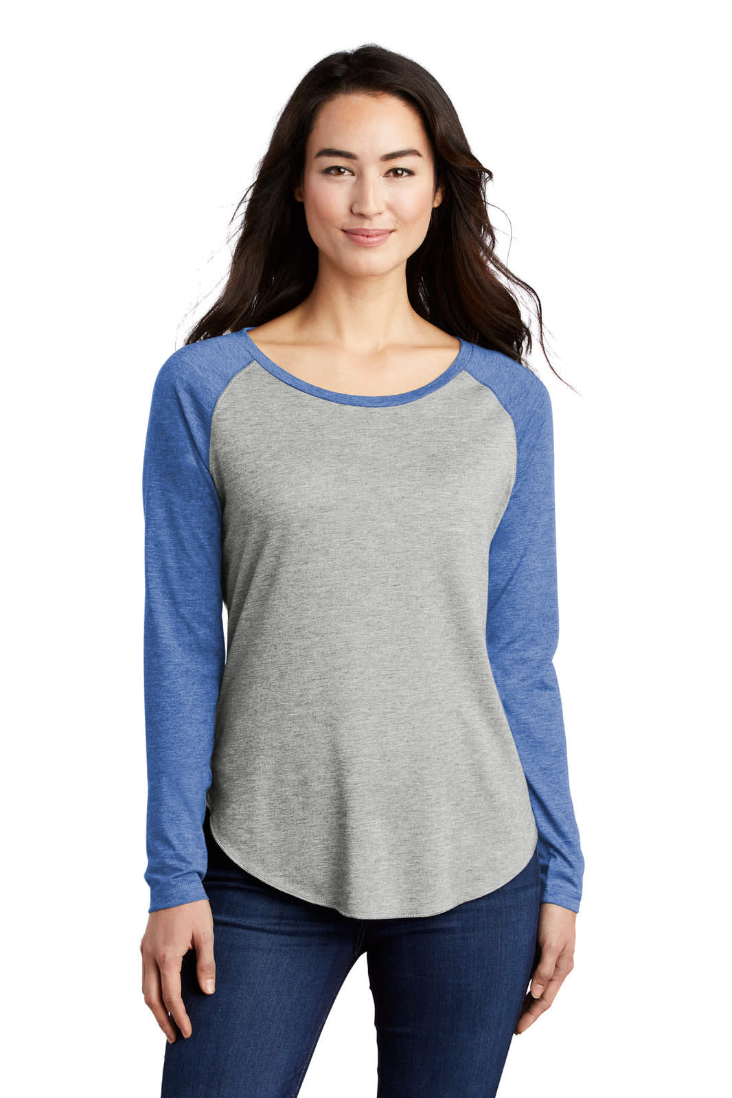 Sport-Tek  Ladies PosiCharge  Long Sleeve Tri-Blend Wicking Scoop Neck Raglan Tee
