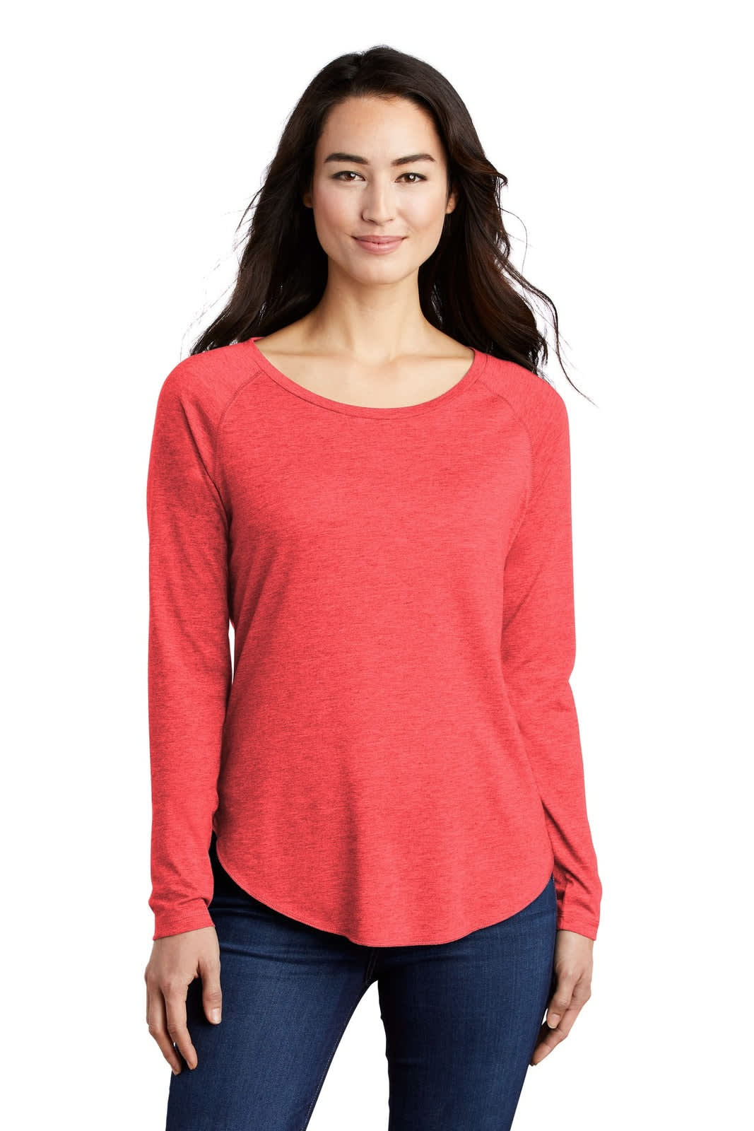Sport-Tek  Ladies PosiCharge  Long Sleeve Tri-Blend Wicking Scoop Neck Raglan Tee