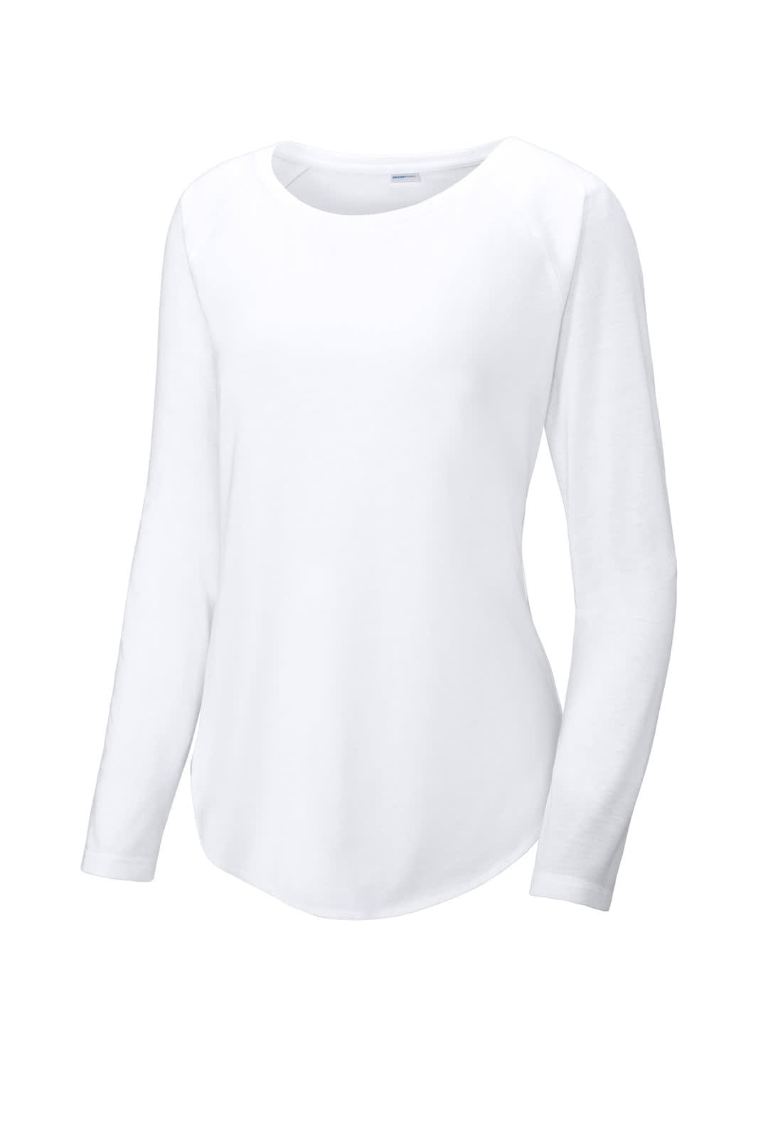 Sport-Tek  Ladies PosiCharge  Long Sleeve Tri-Blend Wicking Scoop Neck Raglan Tee