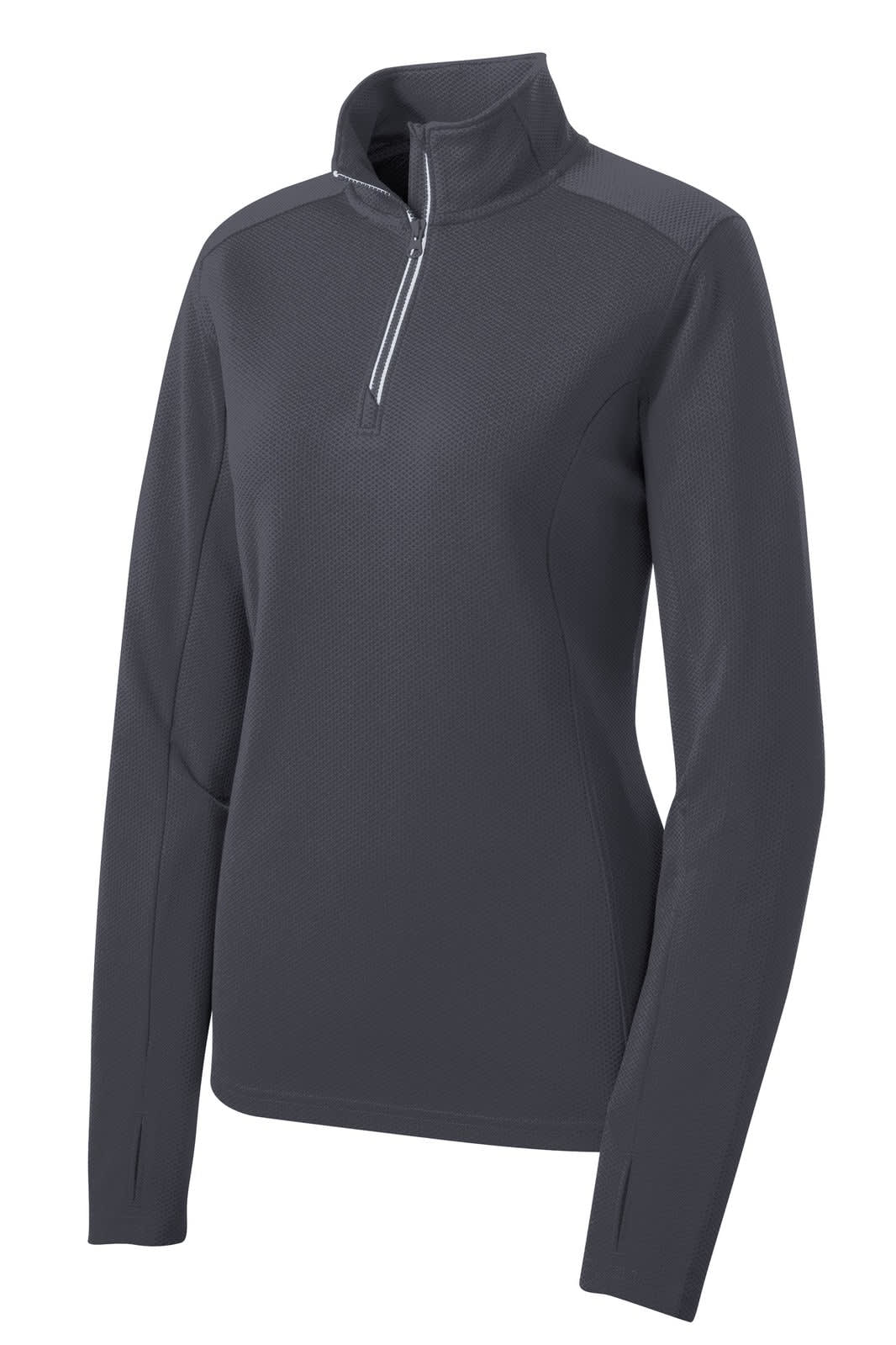 Sport-Tek Ladies Sport-Wick Textured 1/4-Zip Pullover