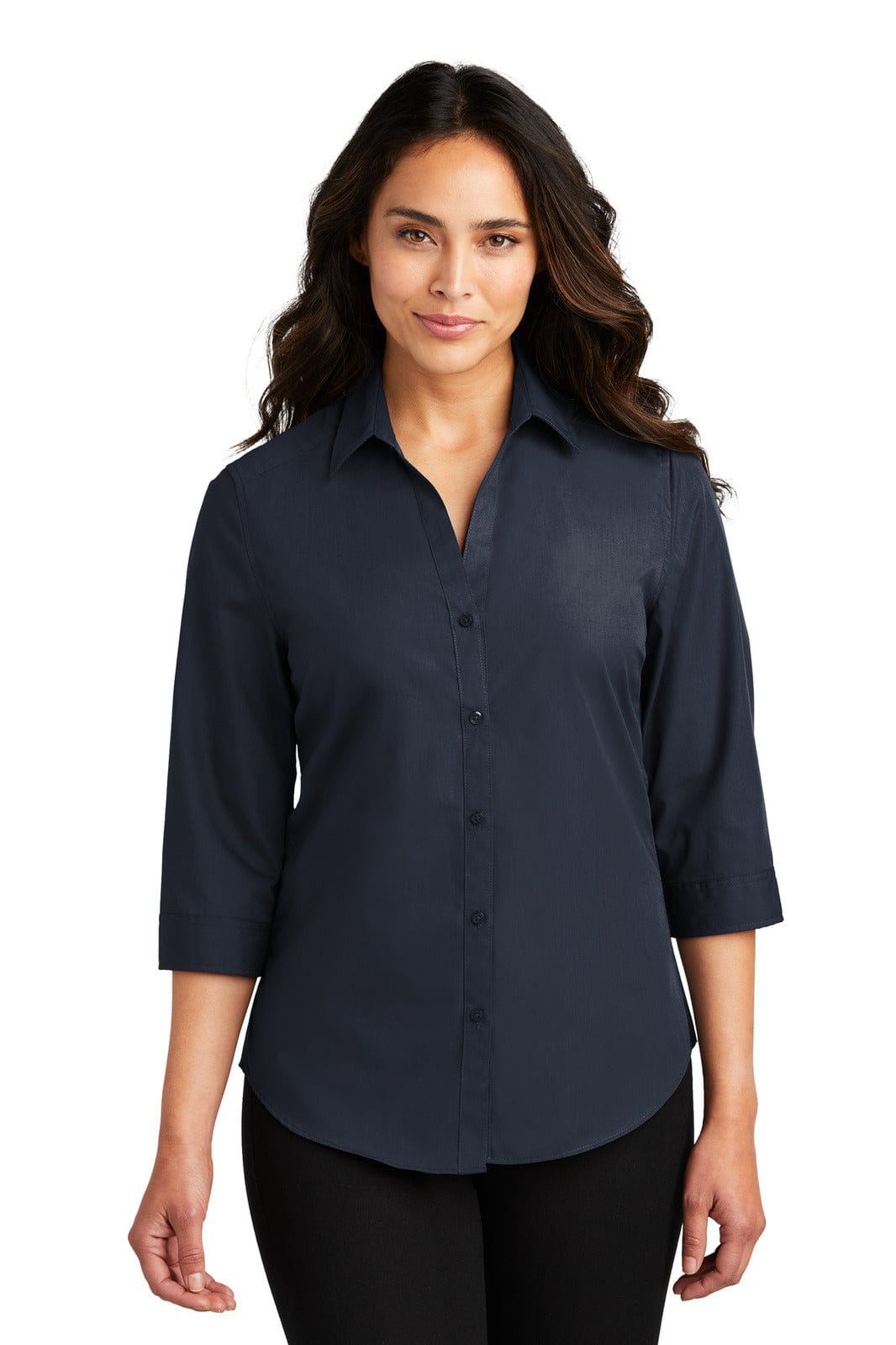 Port Authority Ladies 3/4-Sleeve Carefree Poplin Shirt