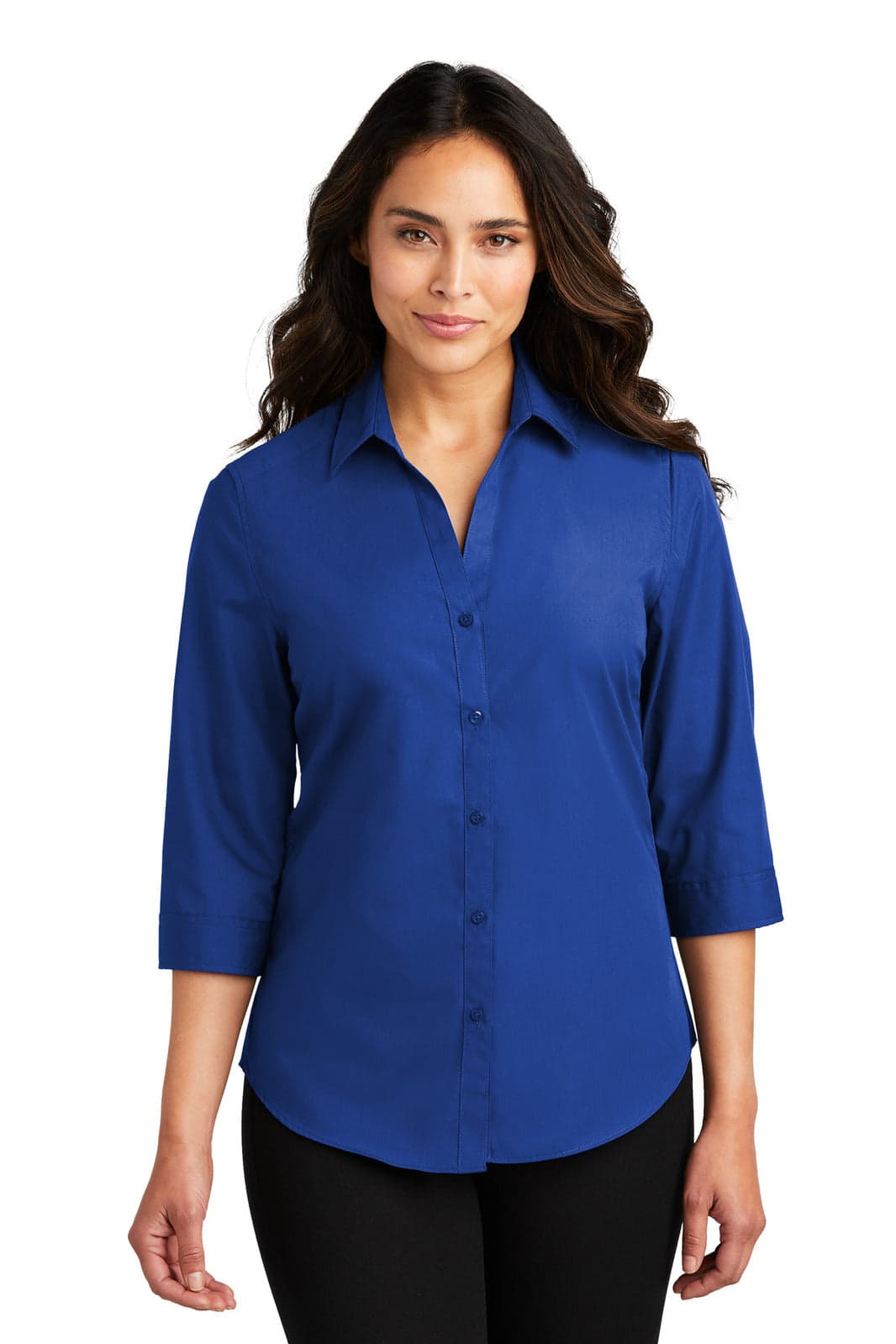 Port Authority Ladies 3/4-Sleeve Carefree Poplin Shirt