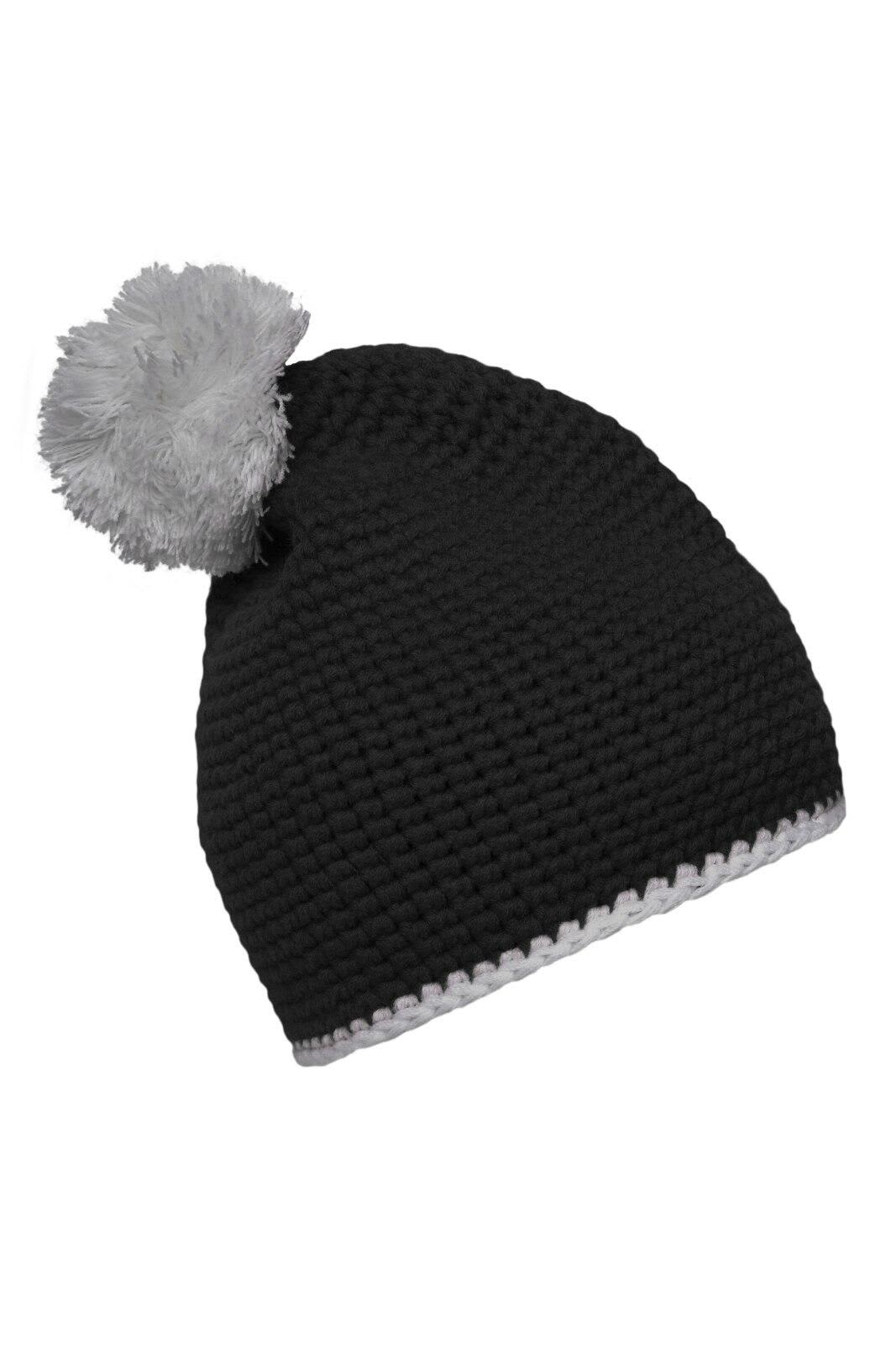 Pompon Hat w/ Contrast Stripe