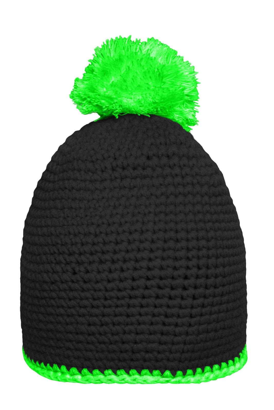 Pompon Hat w/ Contrast Stripe