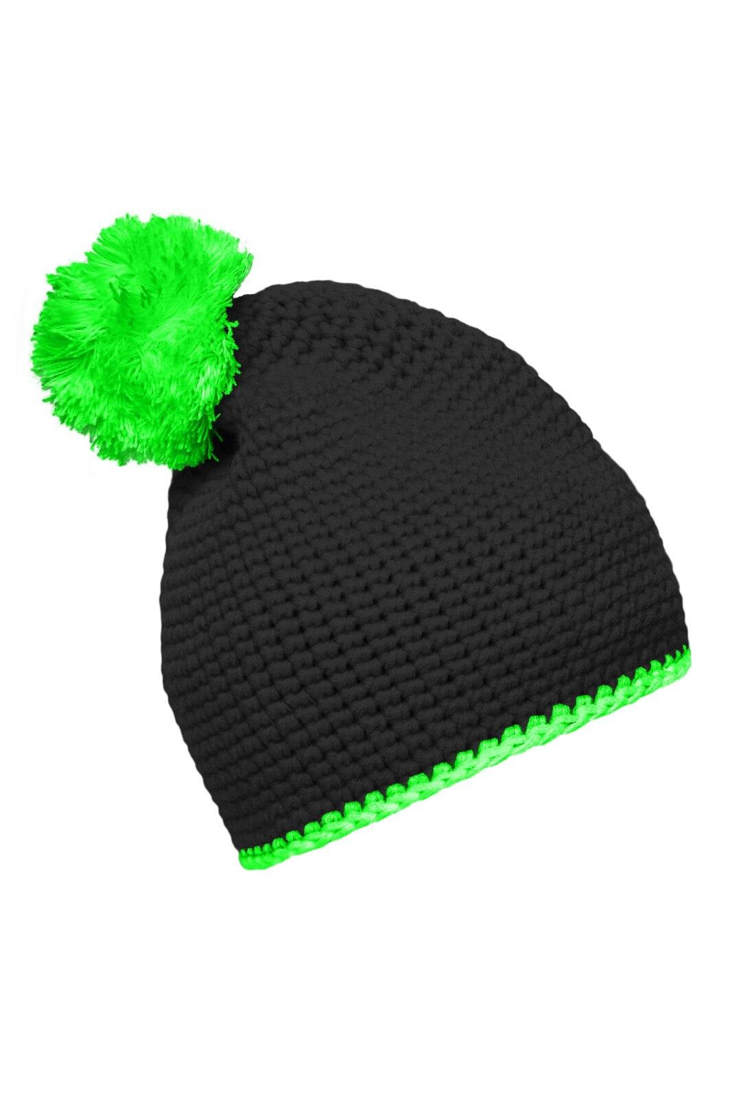 Pompon Hat w/ Contrast Stripe