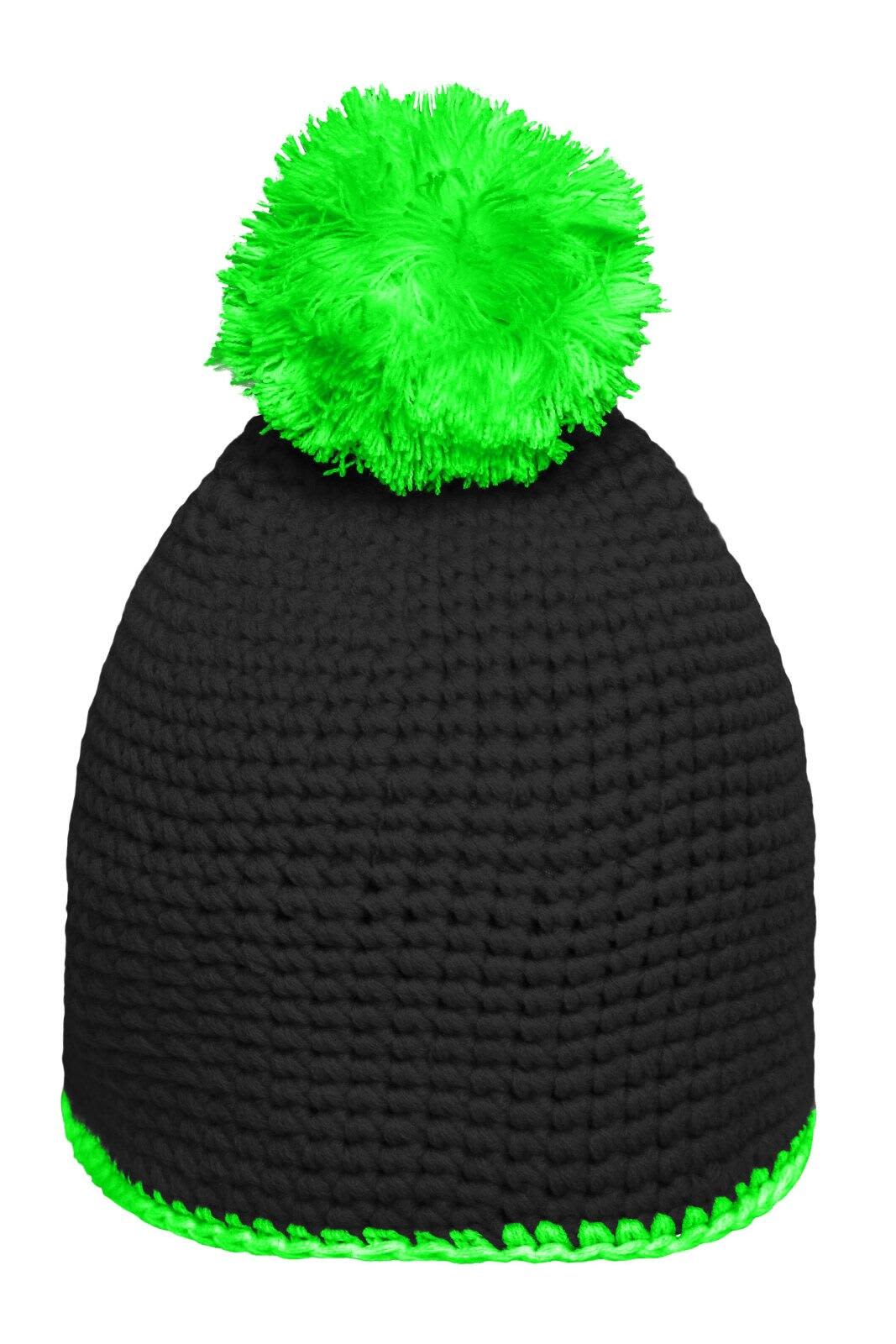 Pompon Hat w/ Contrast Stripe