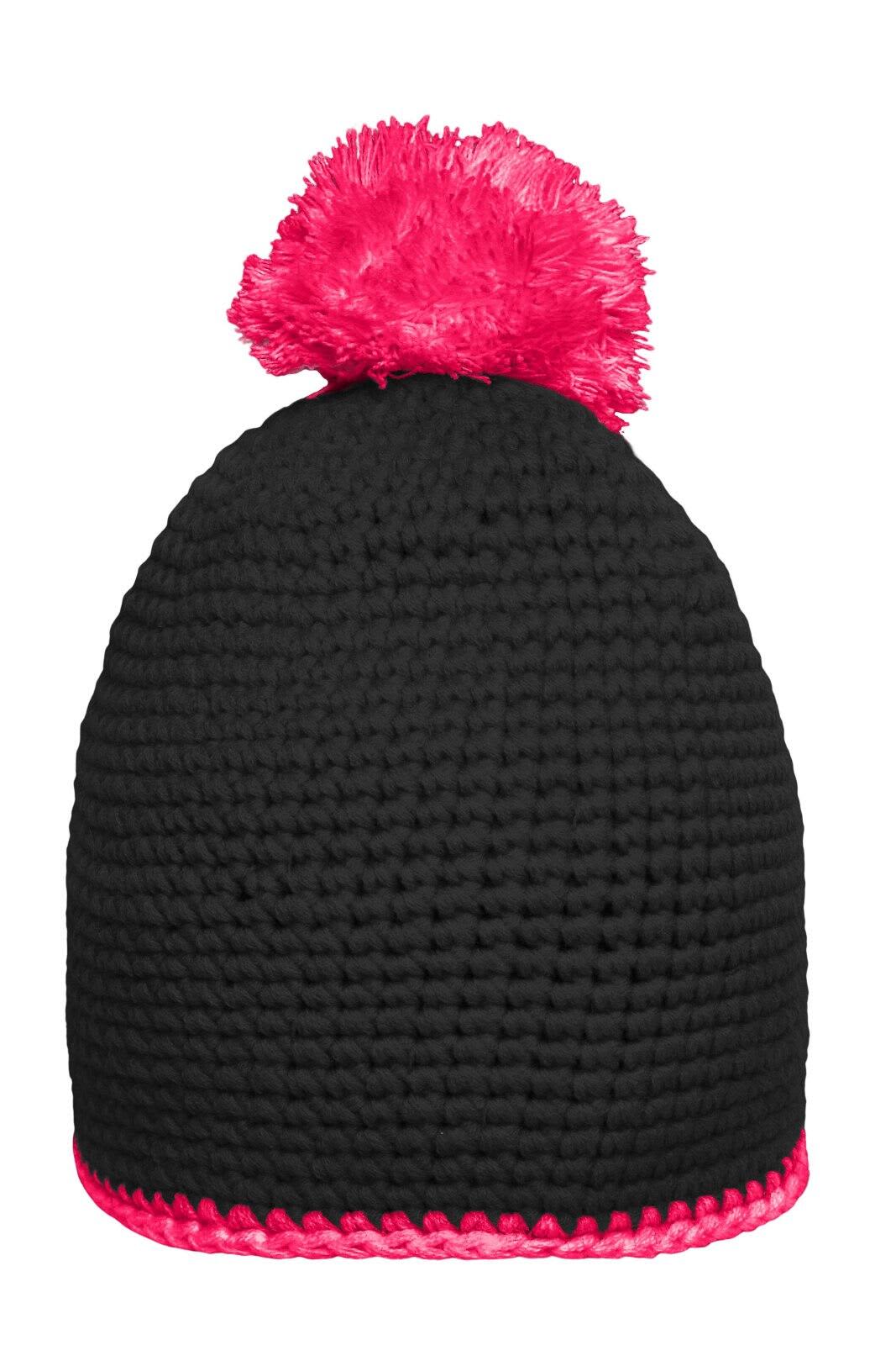 Pompon Hat w/ Contrast Stripe