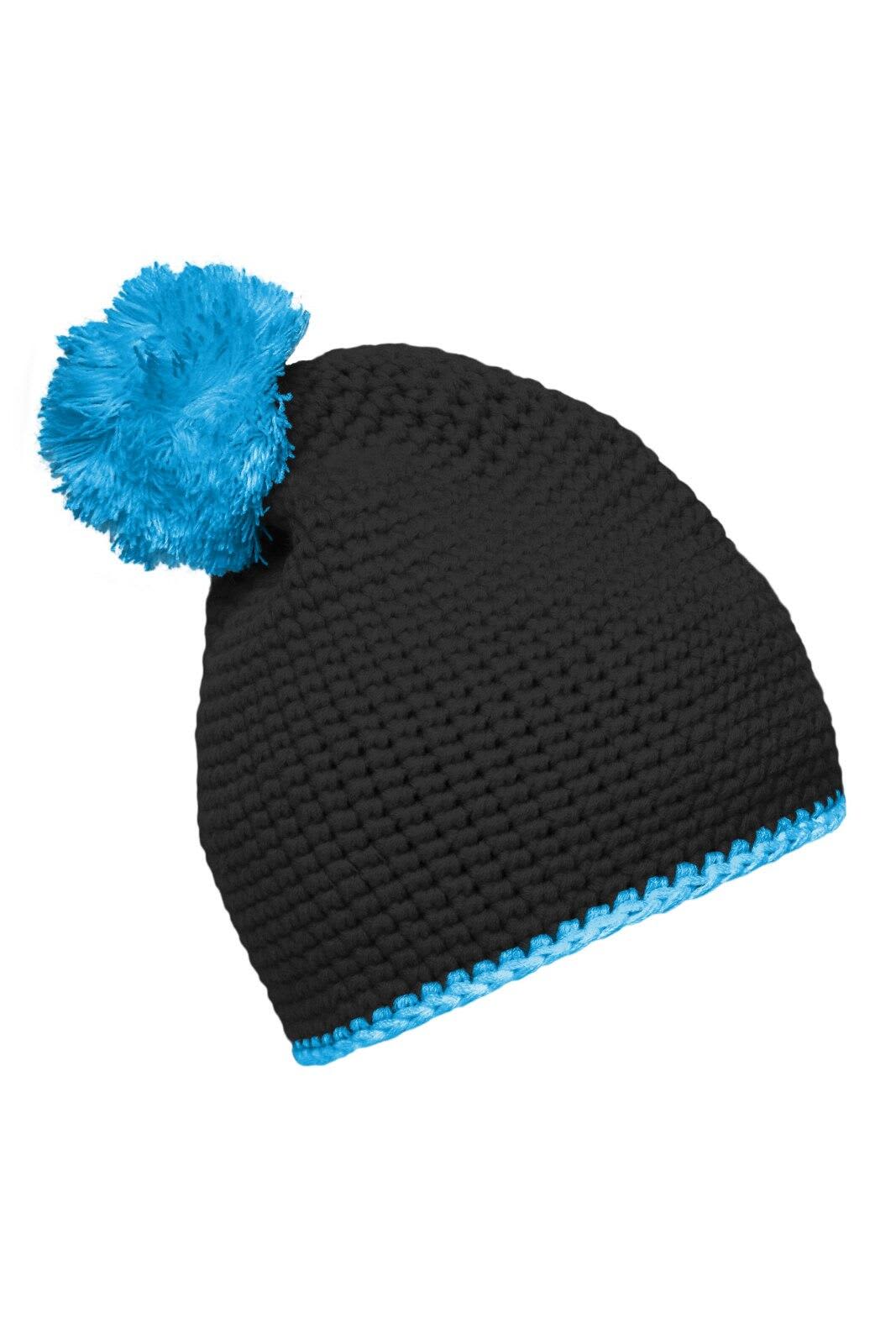 Pompon Hat w/ Contrast Stripe