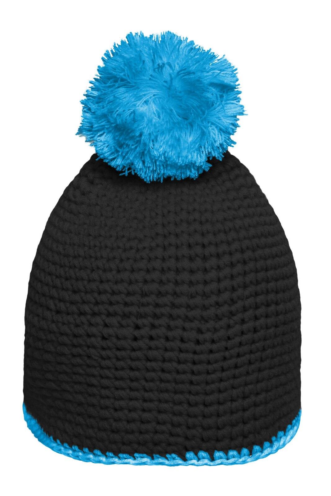 Pompon Hat w/ Contrast Stripe