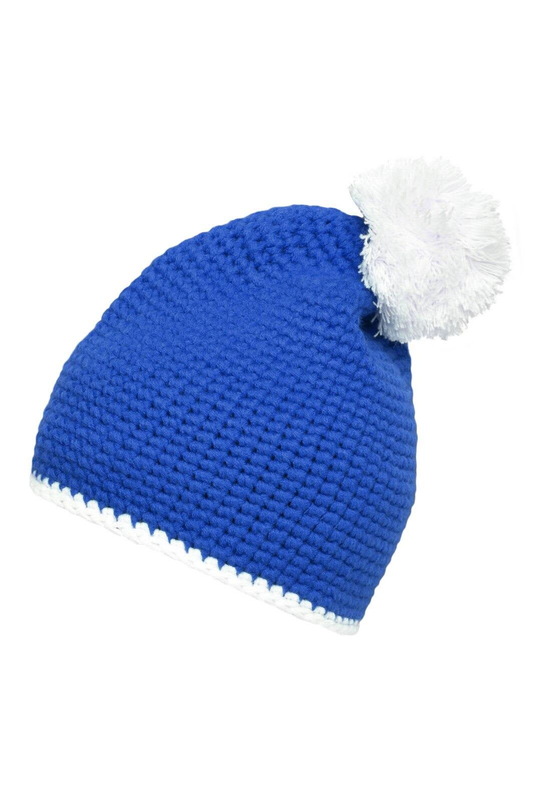 Pompon Hat w/ Contrast Stripe