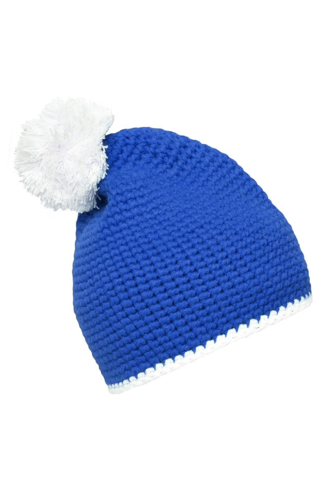 Pompon Hat w/ Contrast Stripe
