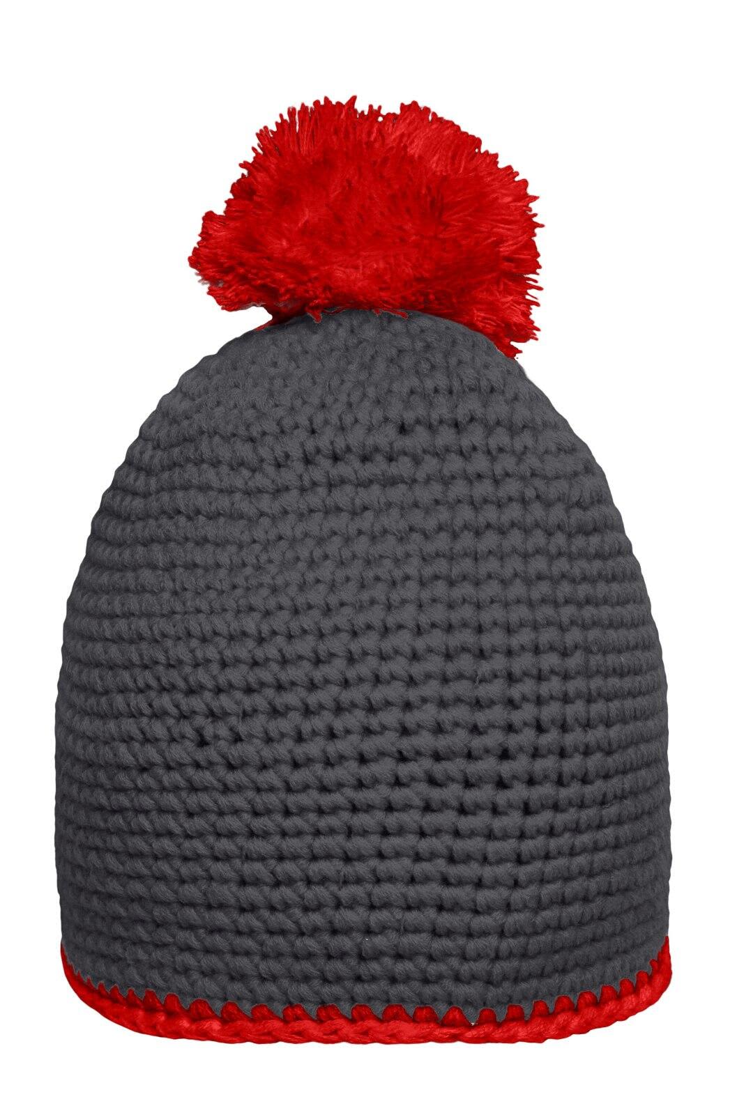 Pompon Hat w/ Contrast Stripe